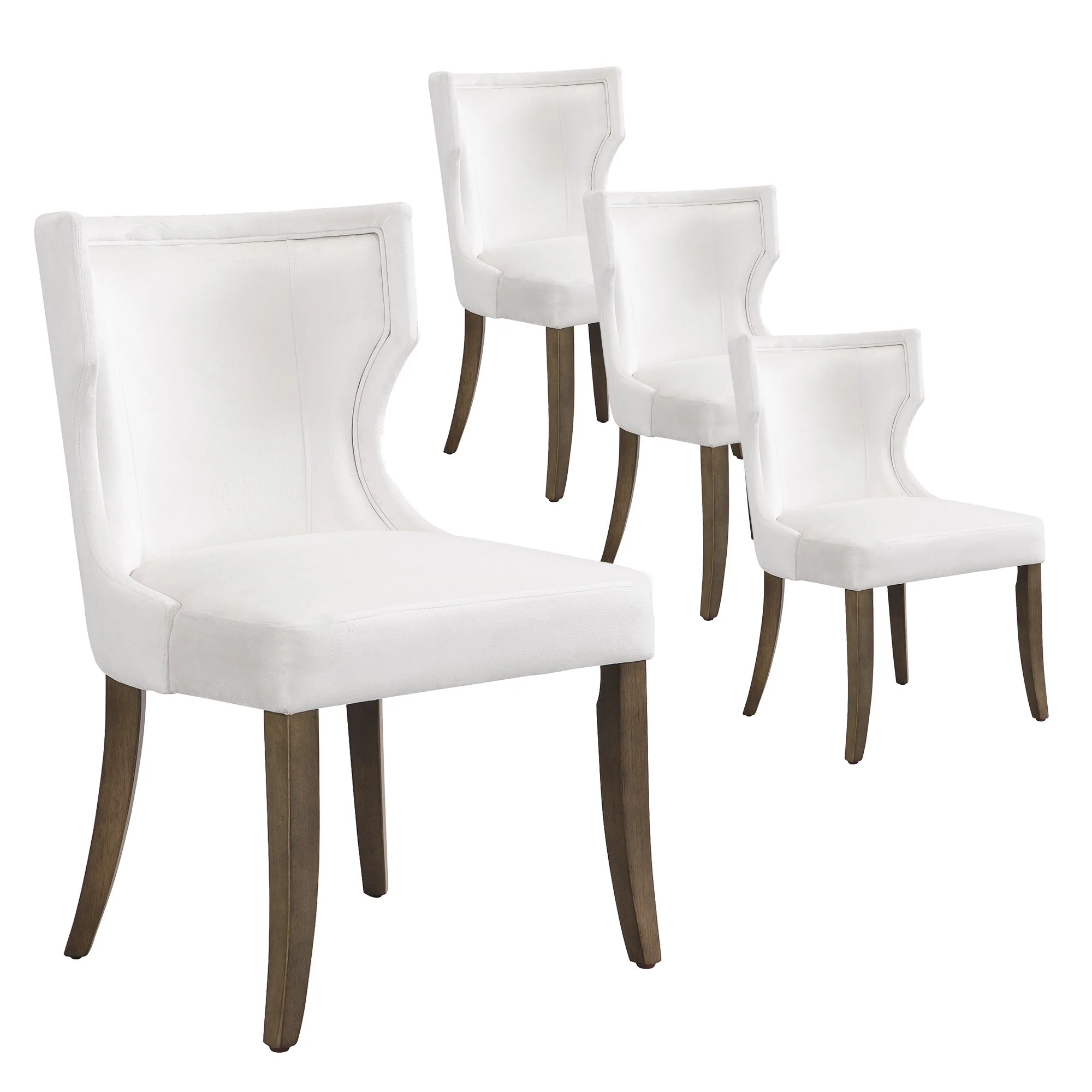 Velvet Dining Chair, Set of 4 with Solid Wood Legs and Thick Cushion, Beige Velvet - Image 2
