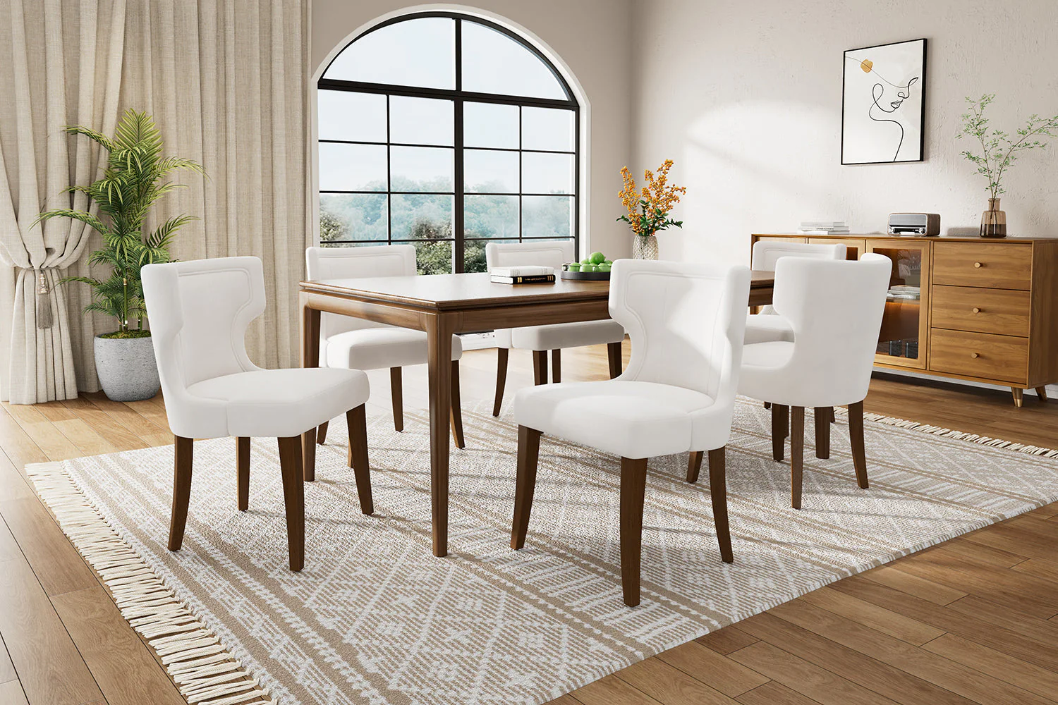 Velvet Dining Chair, Set of 4 with Solid Wood Legs and Thick Cushion, Beige Velvet - Image 8