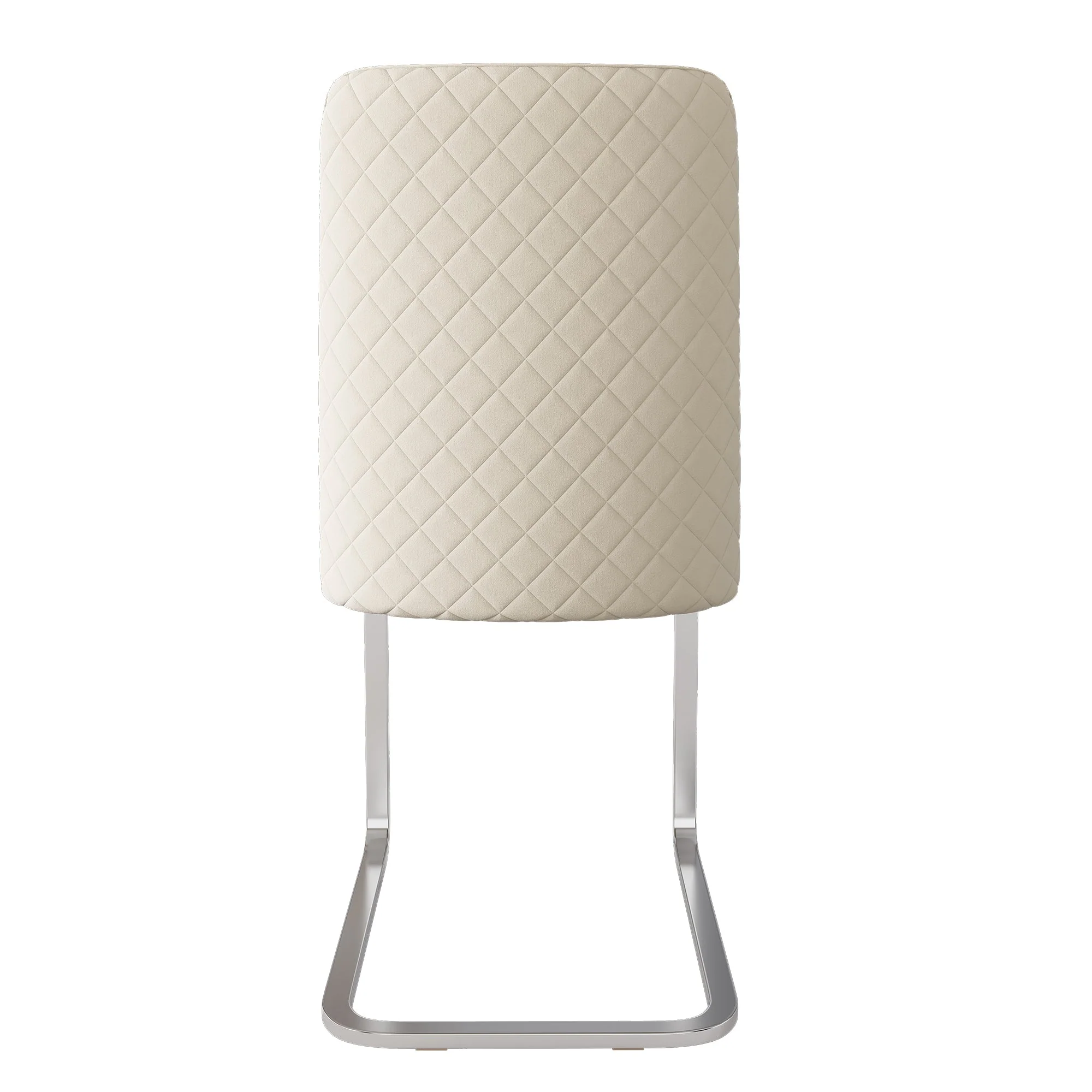 Velvet Dining Chair Set of 6, Diamond Back Design with Silver Metal Legs, Beige Velvet - Image 10