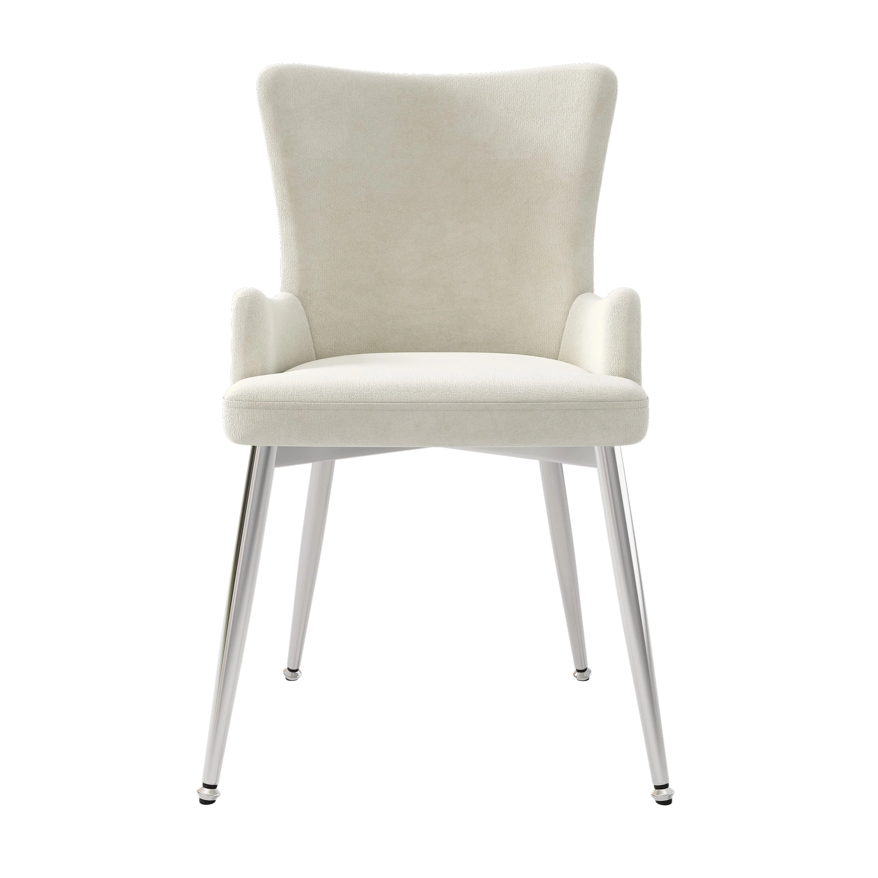 Velvet Dining Chair, Set of 6 Luxurious Lounge Chairs with Silver Metal Legs, Beige - Image 7
