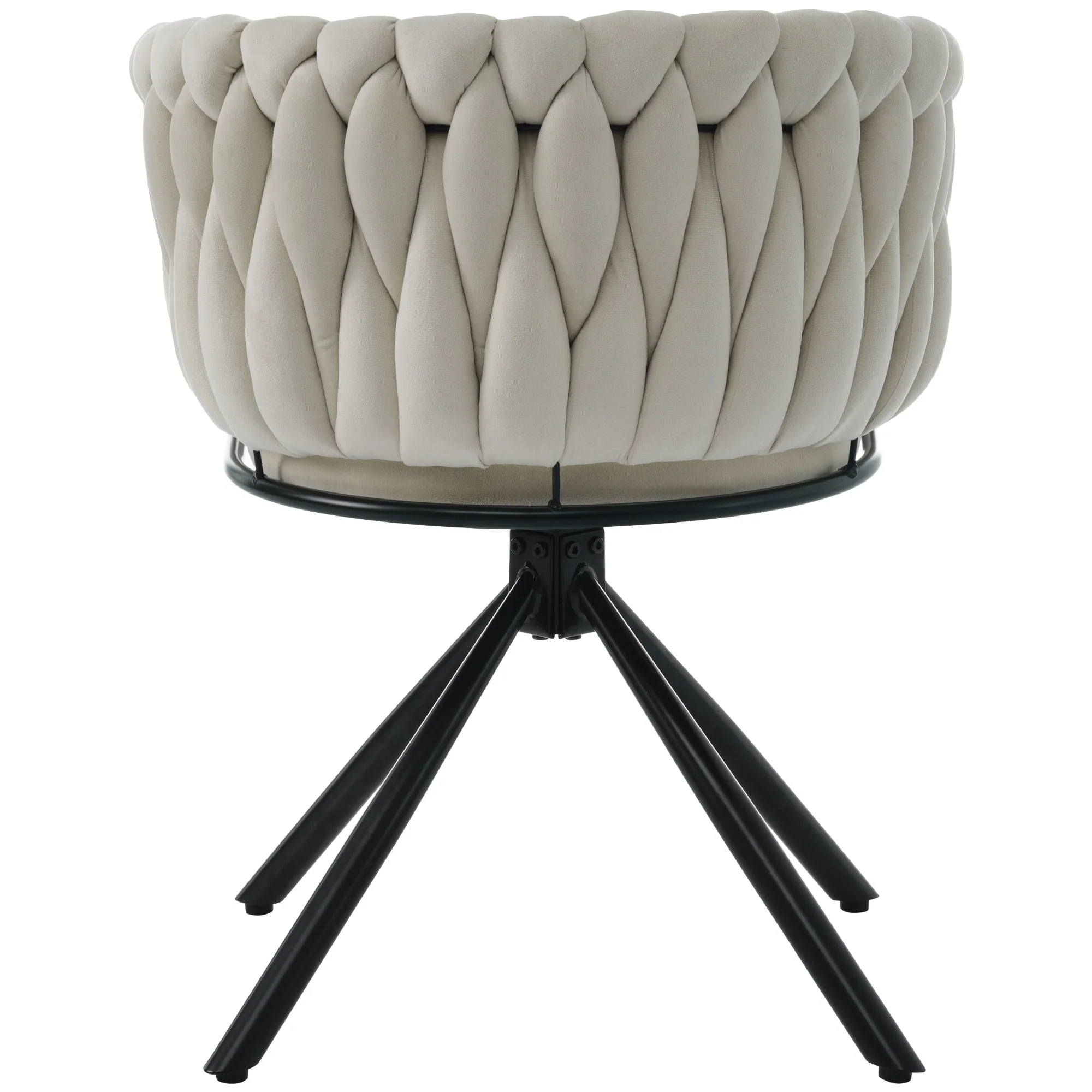 Velvet Dining Chair, Set of 6 Luxury Swivel Leisure Chairs with Metal Legs, Beige Velvet - Image 10