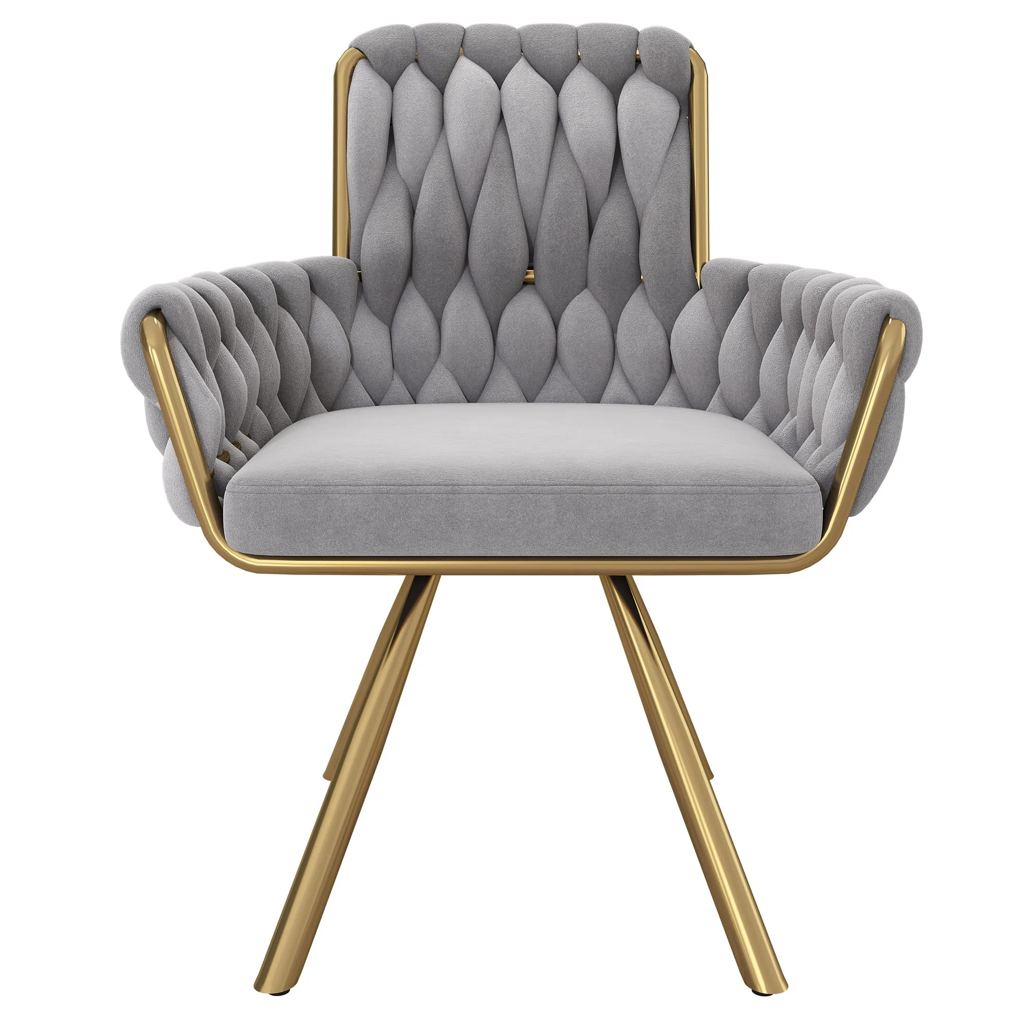 Velvet Dining Chair, Set of 6 Luxury Swivel Leisure Chairs with Metal Legs, Grey Velvet - Image 9