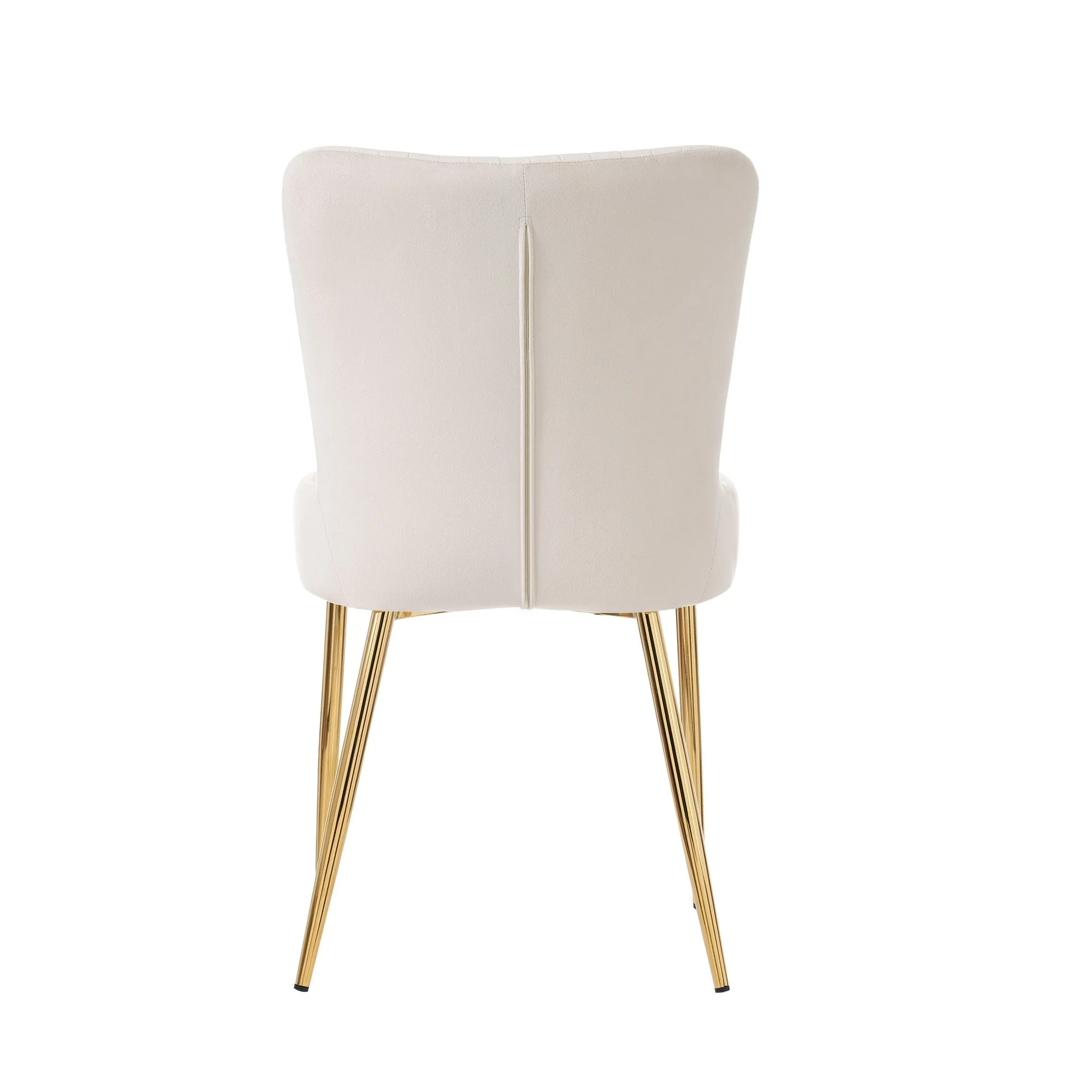 Velvet Dining Chair Set of 6 with Gold Metal Legs and Lumbar Support, Beige - Image 10