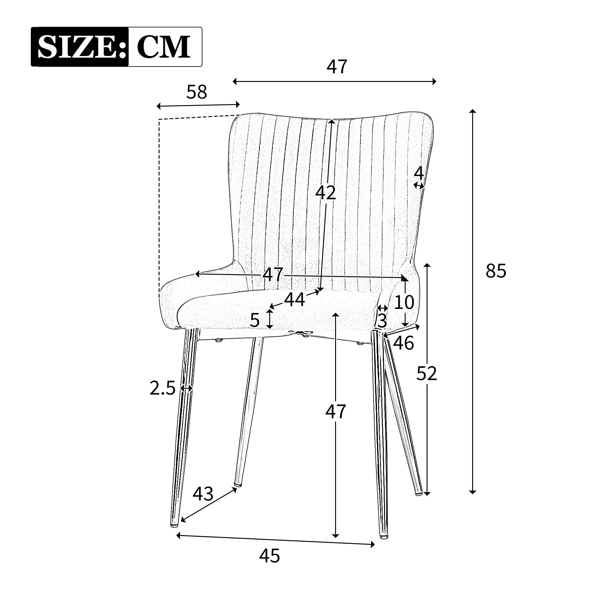 Velvet Dining Chair Set of 6 with Gold Metal Legs and Lumbar Support, Beige - Image 7