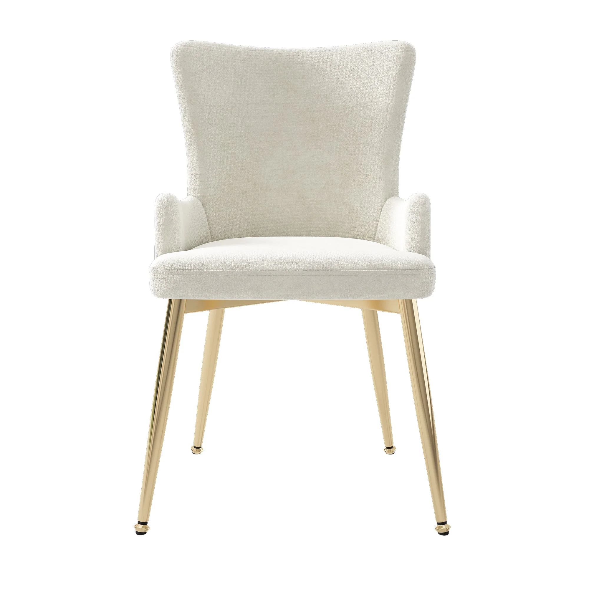 Velvet Dining/Lounge Chair Set of 2 Luxurious Gold Metal Legs - Beige - Image 10