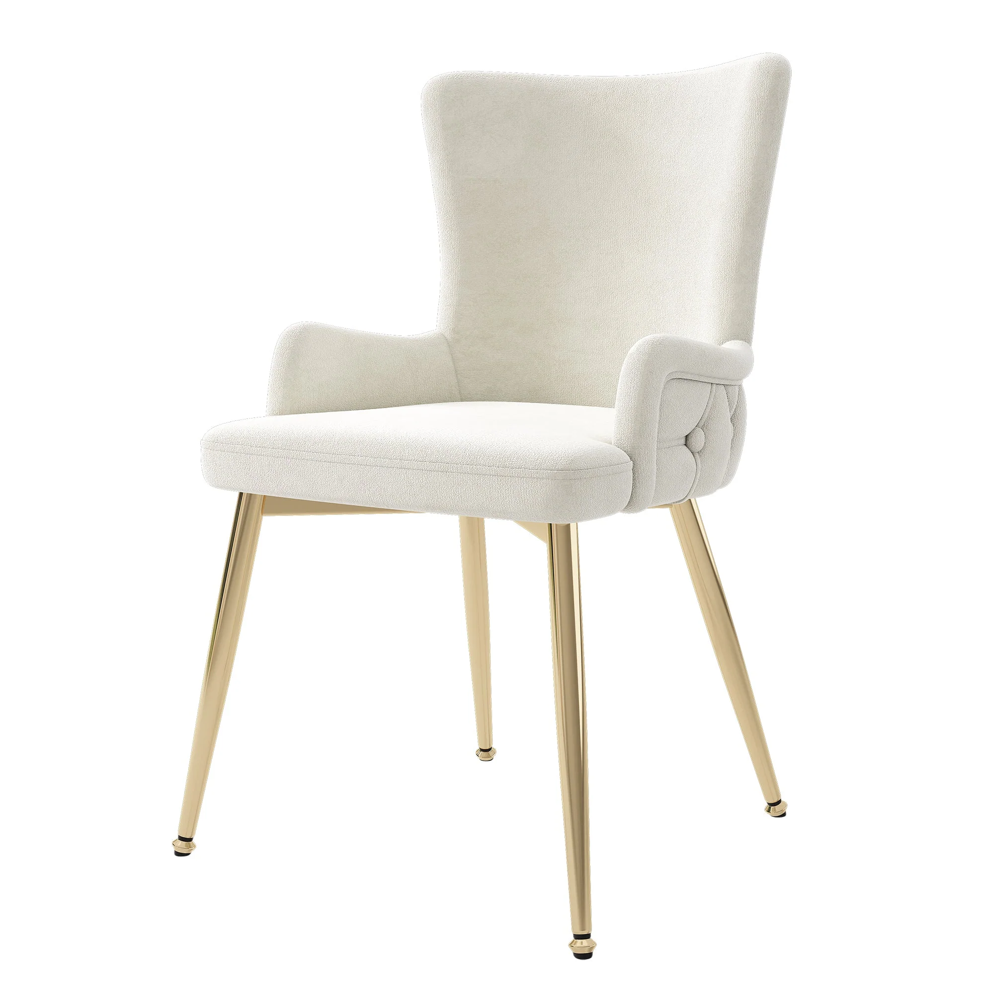 Velvet Dining/Lounge Chair Set of 2 Luxurious Gold Metal Legs - Beige - Image 7