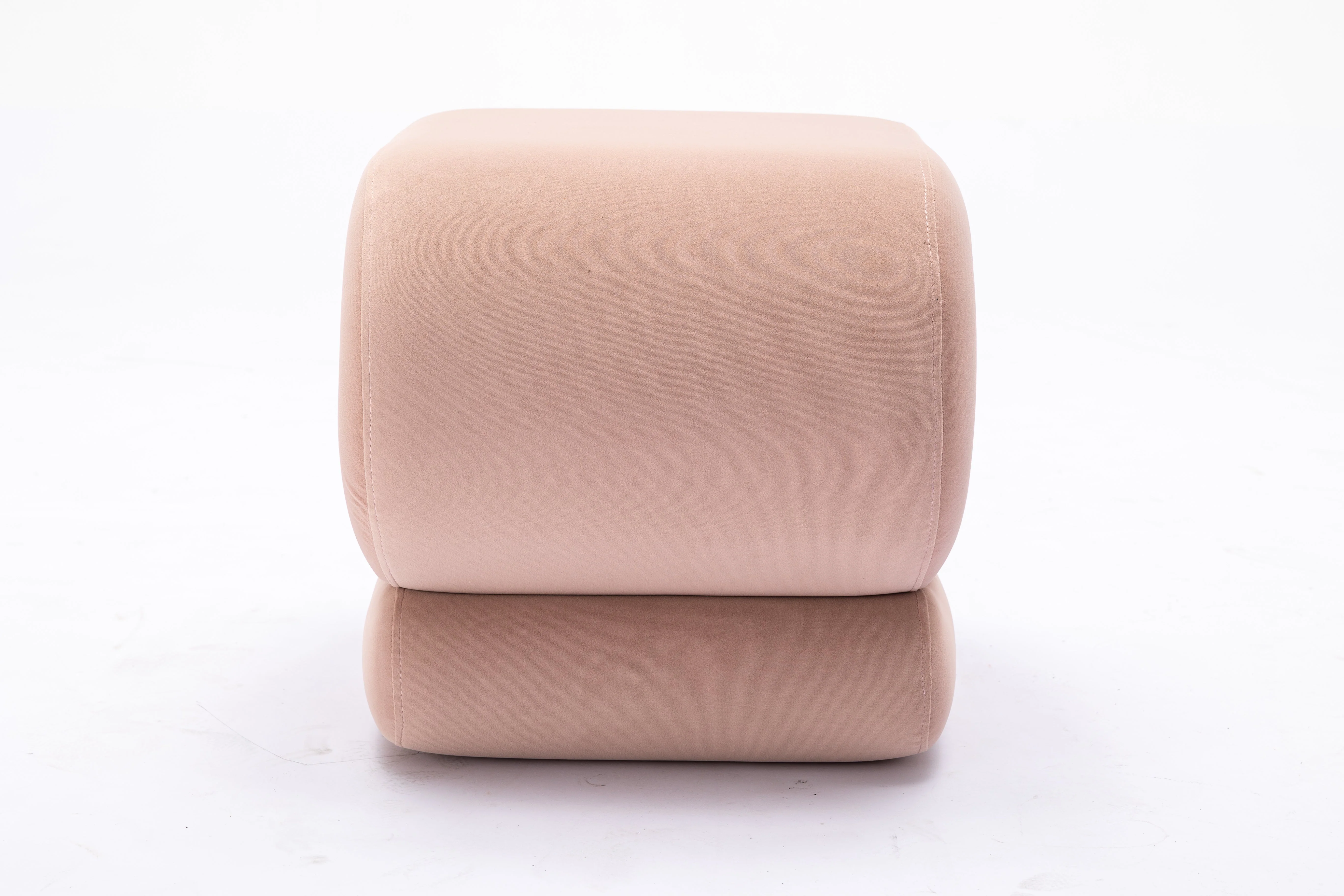 Velvet Ottoman Fabric S-shape Stool Wavy Pouf Pink - Image 6