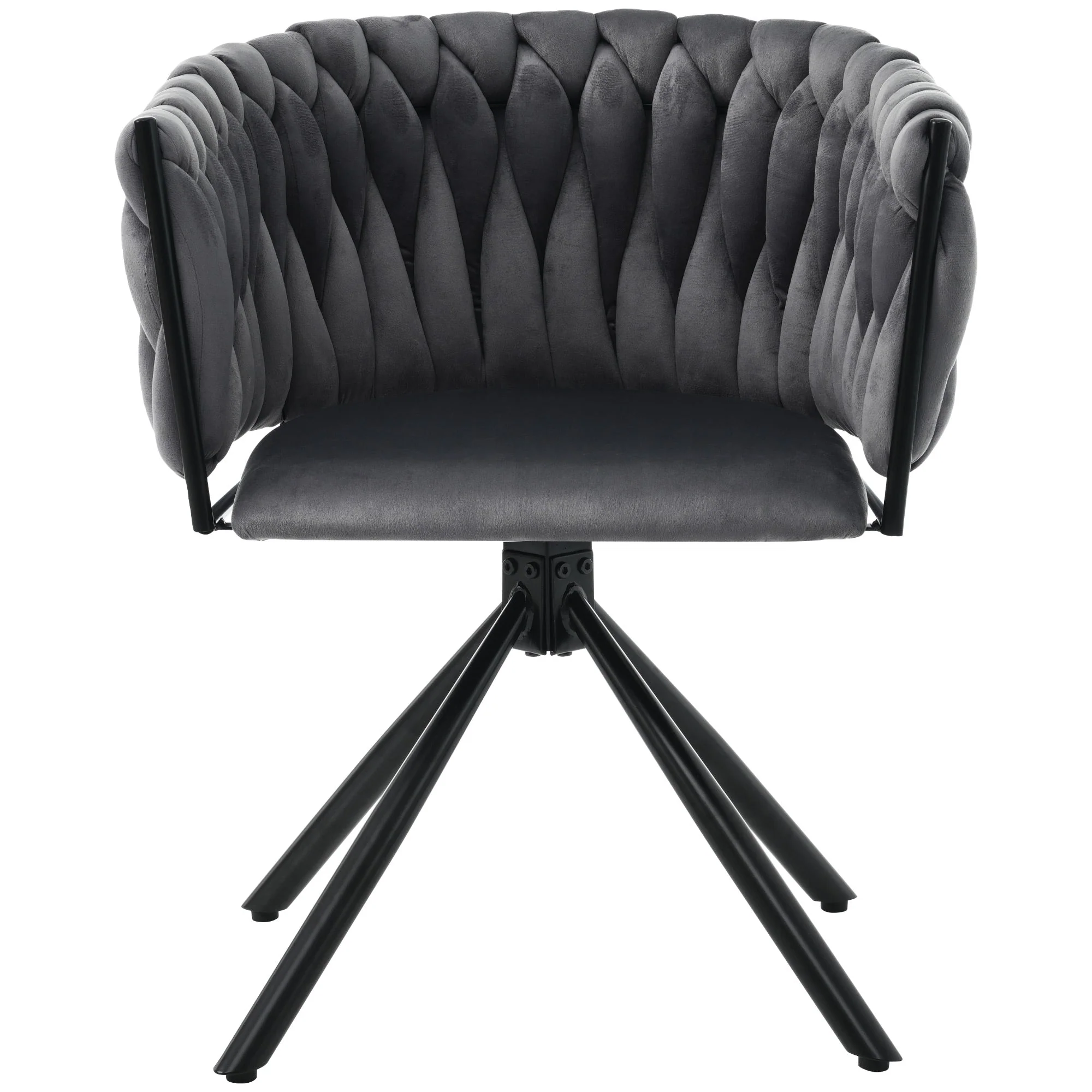 Velvet Swivel Dining Chairs, Set of 6, Leisure Armchair with Metal Legs, Grey Velvet - Image 7