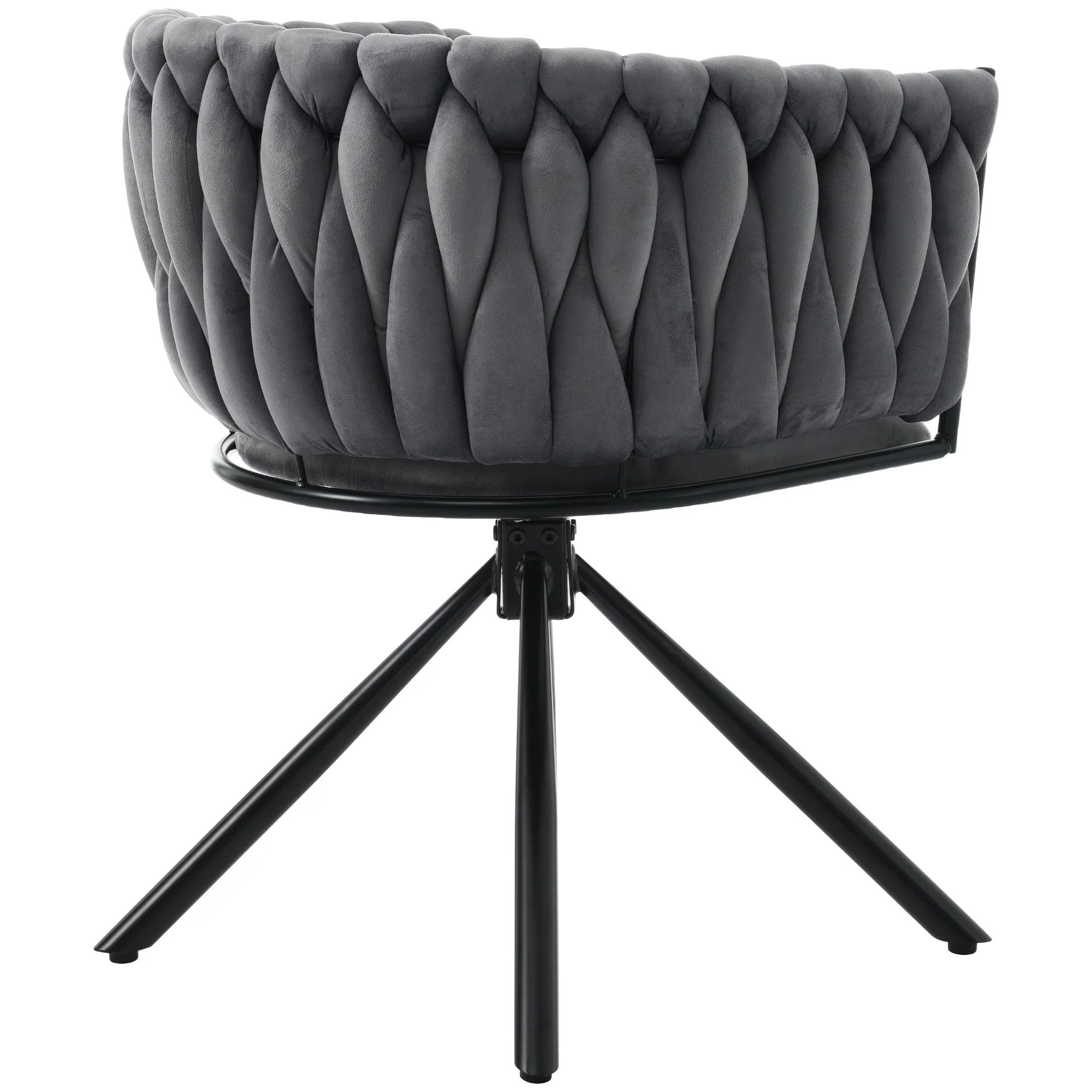 Velvet Swivel Dining Chairs, Set of 6, Leisure Armchair with Metal Legs, Grey Velvet - Image 9