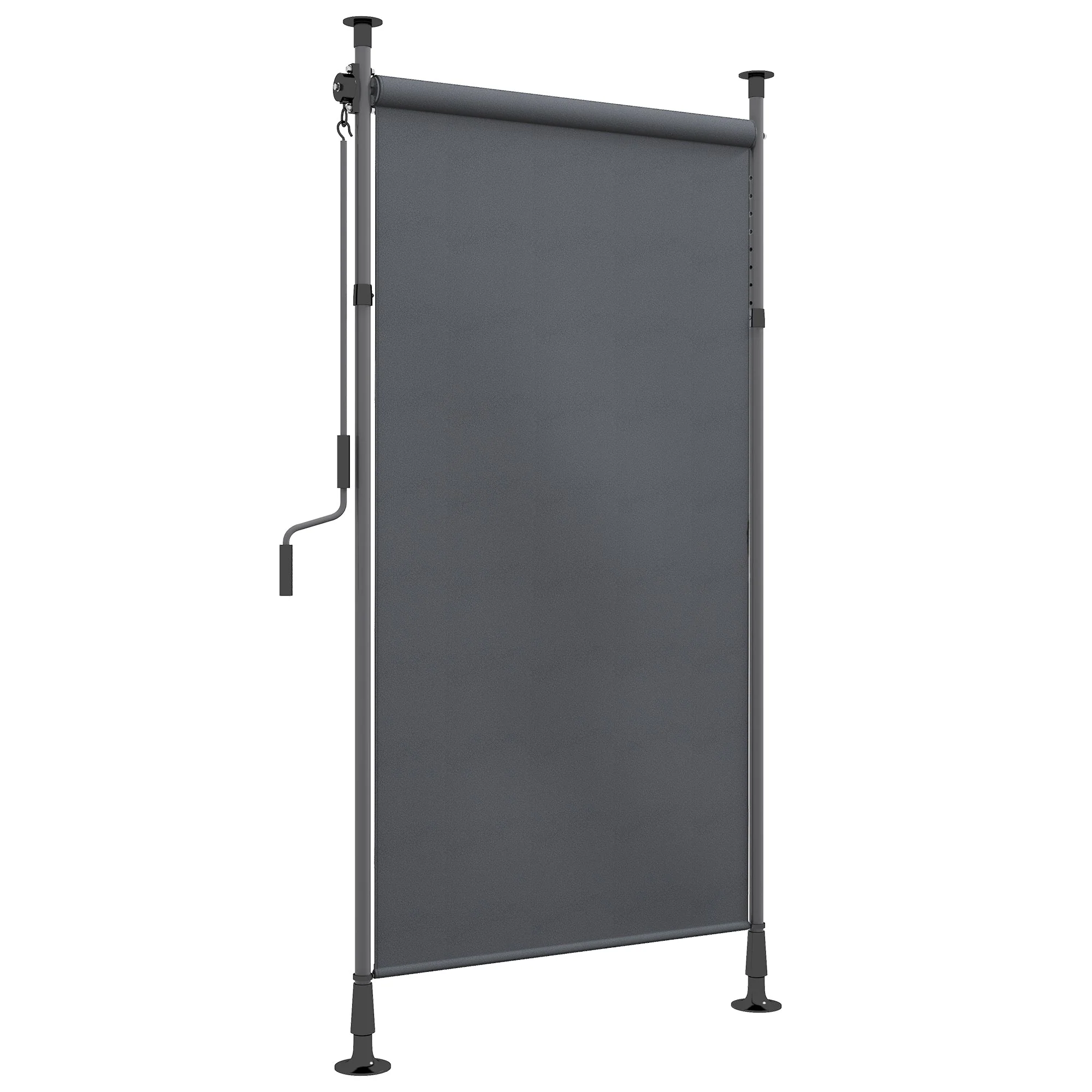 Vertical Awning/Balcony Blind 150 x 220-310cm Crank Weatherproof Polyester Dark Grey