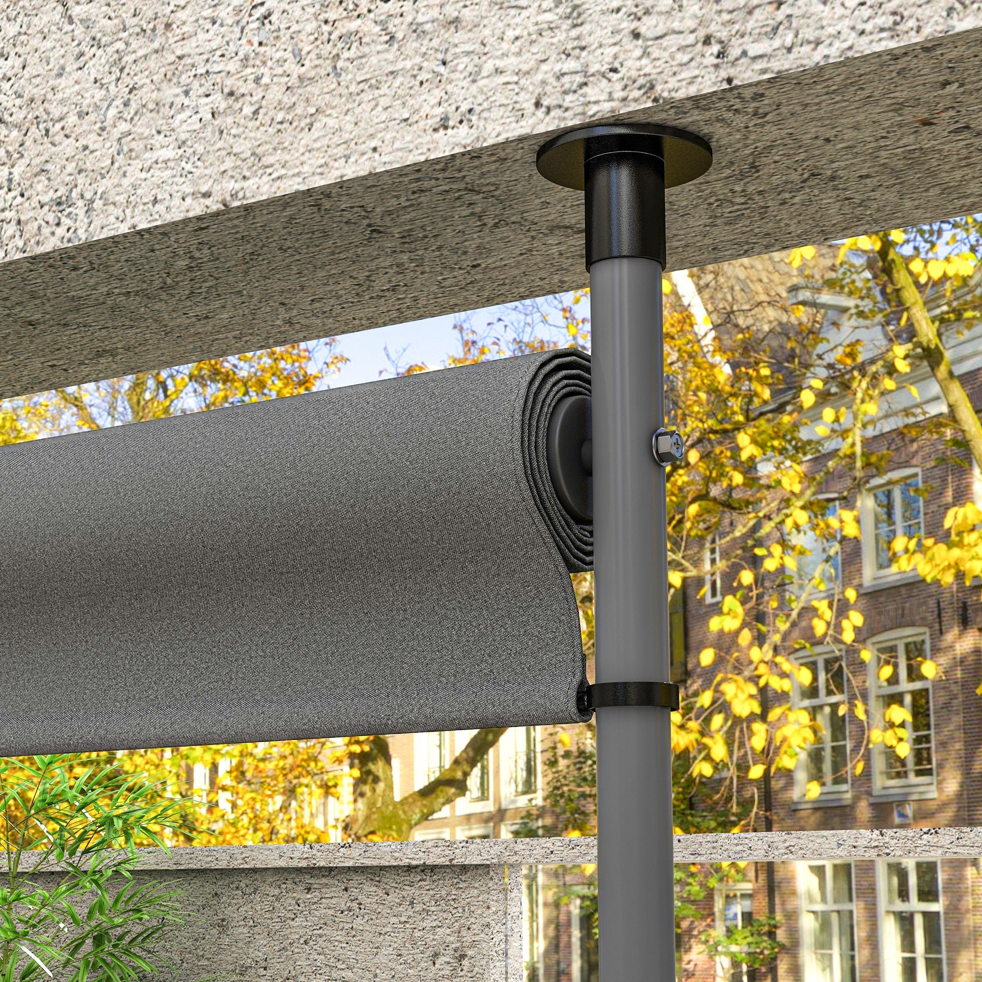 Vertical Awning/Balcony Blind 150 x 220-310cm Crank Weatherproof Polyester Dark Grey - Image 8