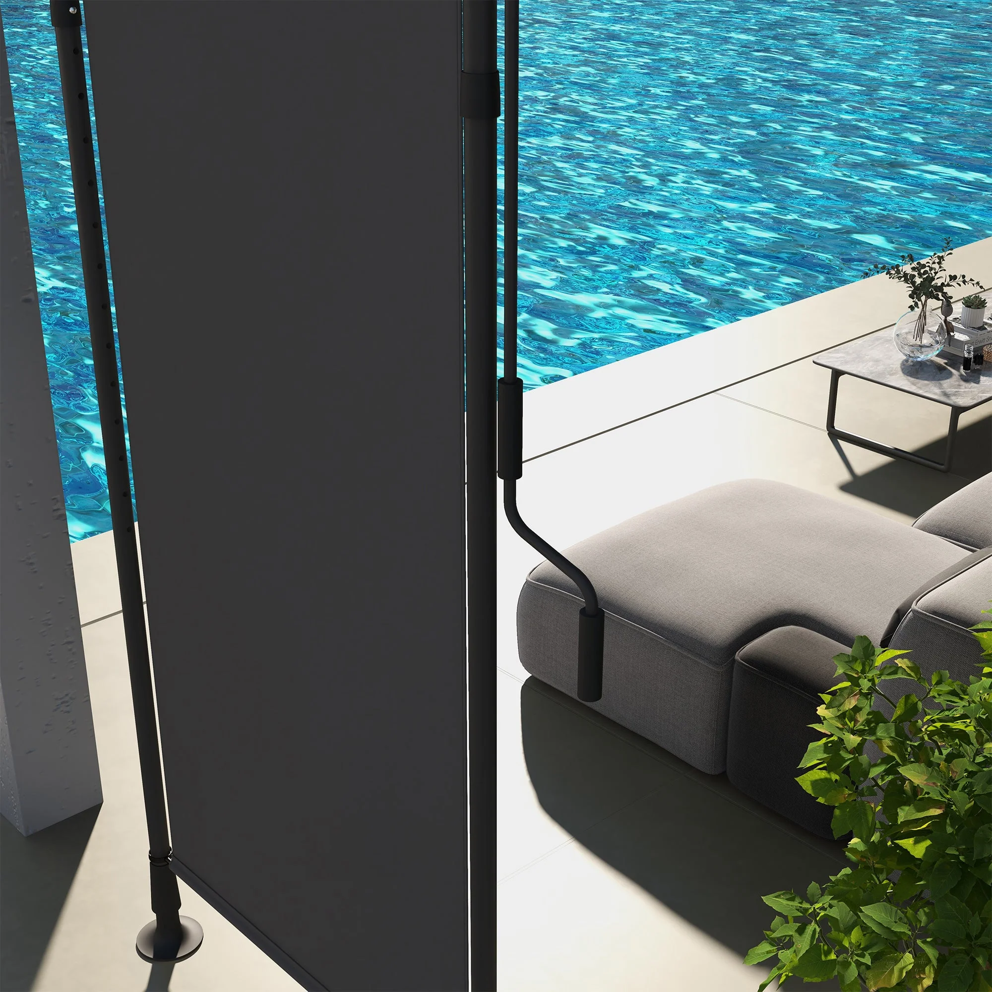 Vertical Awning Sunshade Balcony Blind 120x220-310cm Weatherproof Crank, Dark Grey Polyester - Image 8