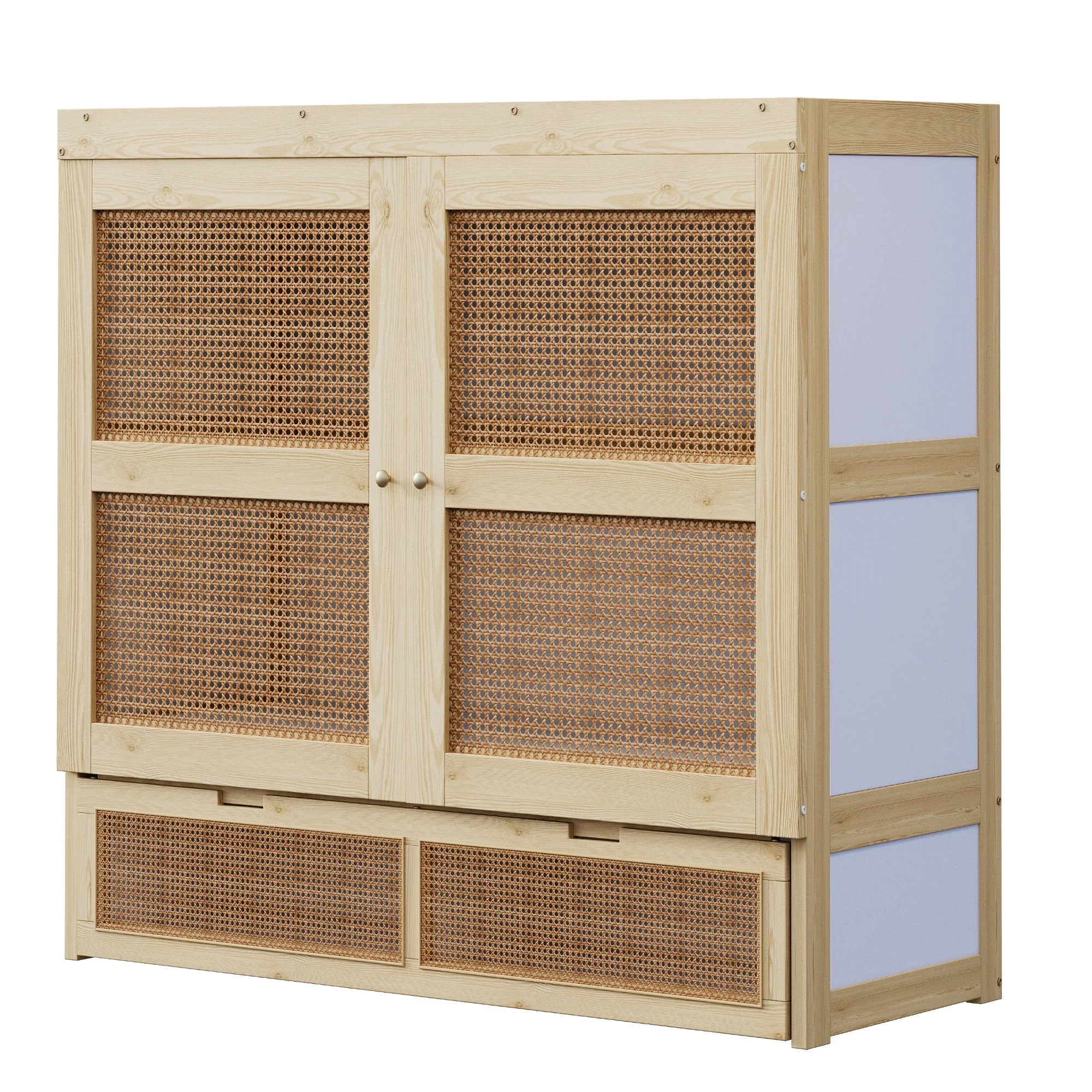 Vertical Wall Bed with Slatted Base and Storage Drawers, 140 x 200 cm, Wood Color - Image 9