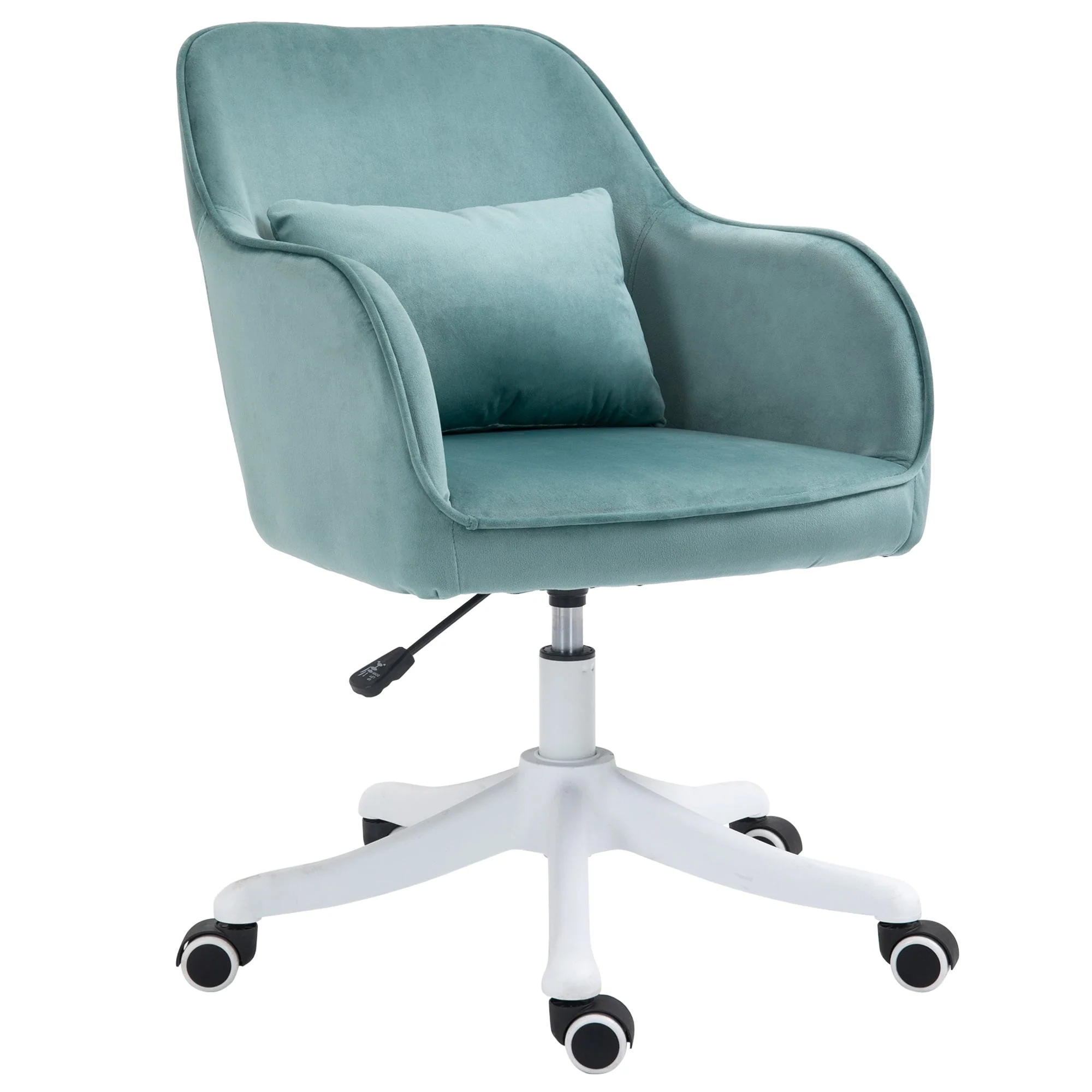 Vinsetto Living Room Swivel Chair, Massage Office Desk Chair with Lumbar Cushion, Armrests, Green - Image 2