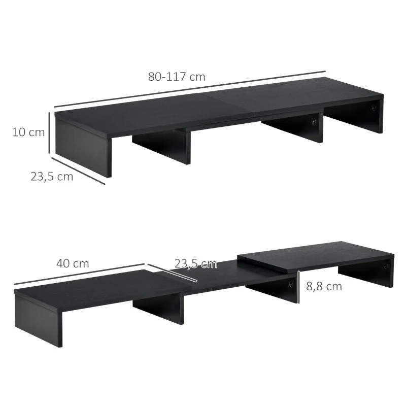 Vinsetto Monitor Stand, Dual Screen Riser Adjustable, Black - Image 3