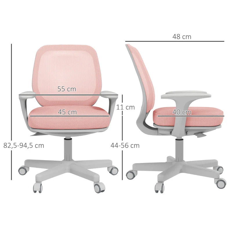 Vinsetto Office Chair, Ergonomic Desk Chair, Swivel, Height Adjustable, Pink - Image 3