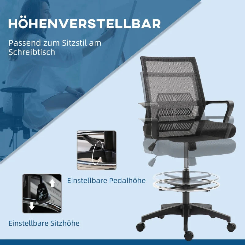 Vinsetto Office Chair Ergonomic Desk Swivel Chair Mesh Black - Image 4