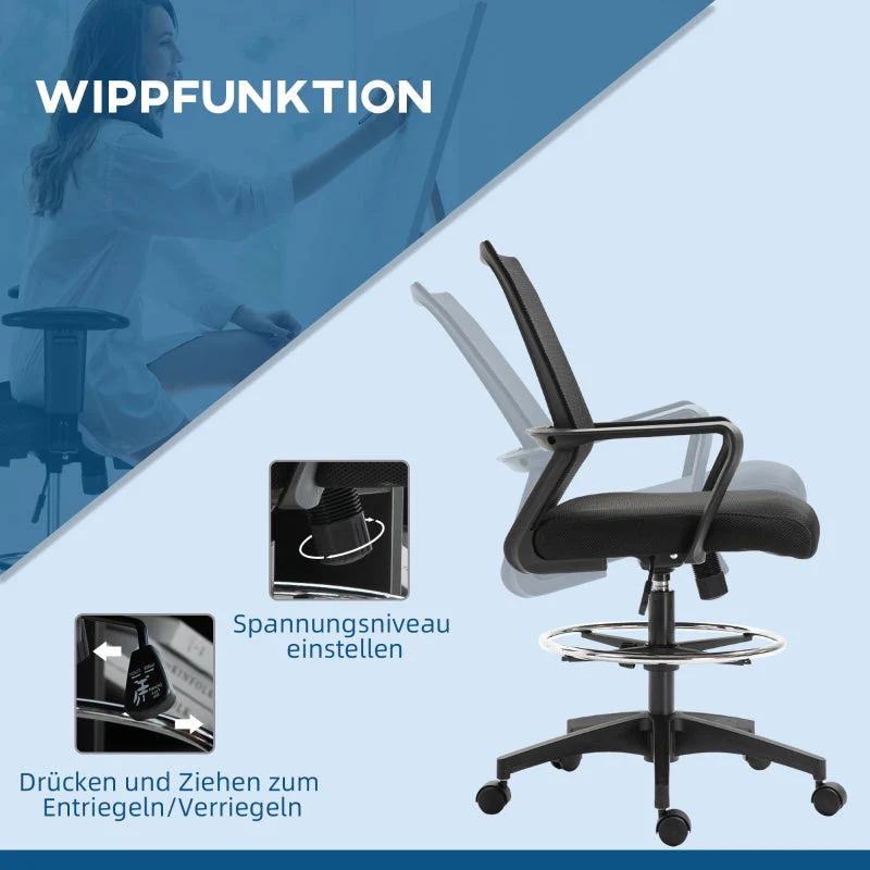 Vinsetto Office Chair Ergonomic Desk Swivel Chair Mesh Black - Image 5