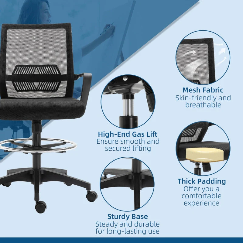 Vinsetto Office Chair Ergonomic Desk Swivel Chair Mesh Black - Image 7