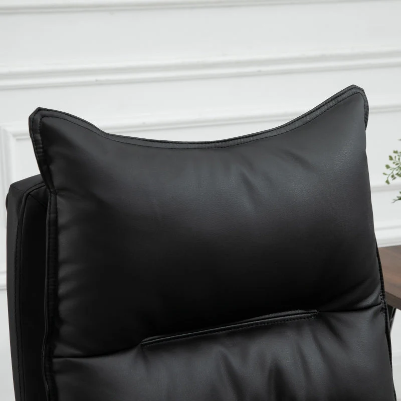 Vinsetto Office Chair, Height-Adjustable Desk with Footrest, Black Faux Leather - Image 8