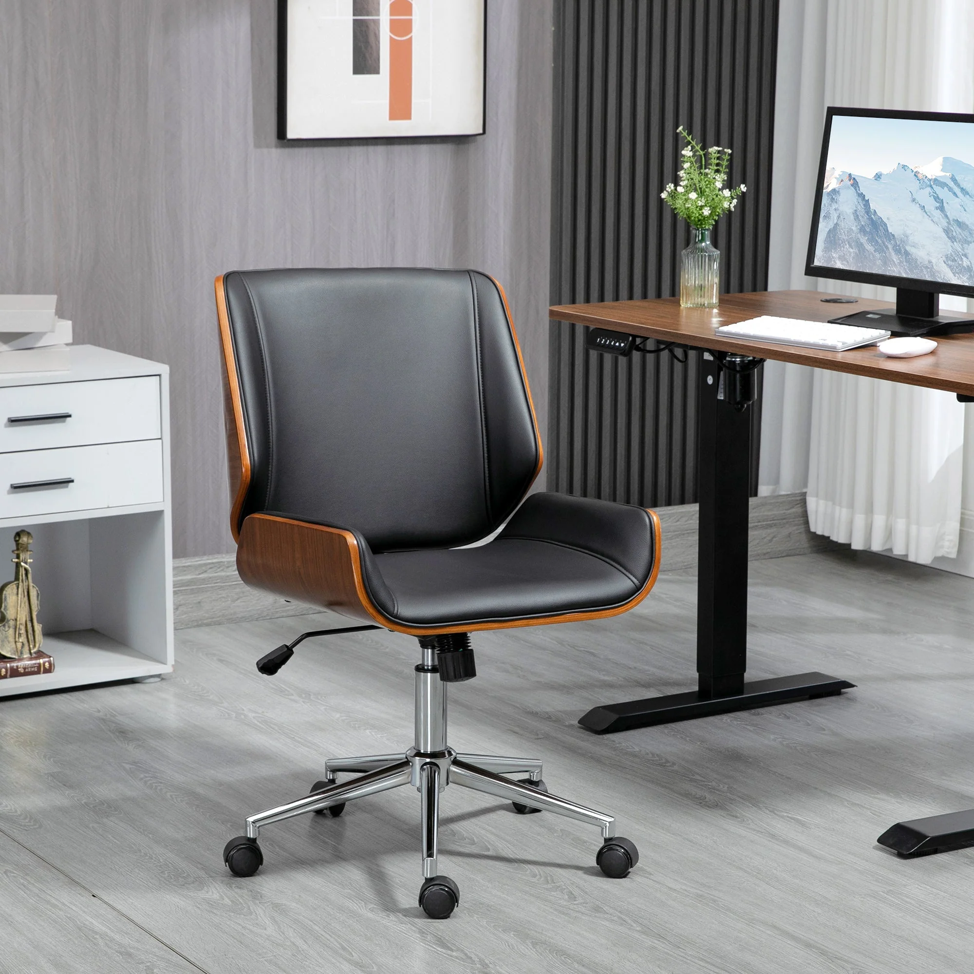 Vinsetto Office Chair, Height-Adjustable Swivel Tilt, Black