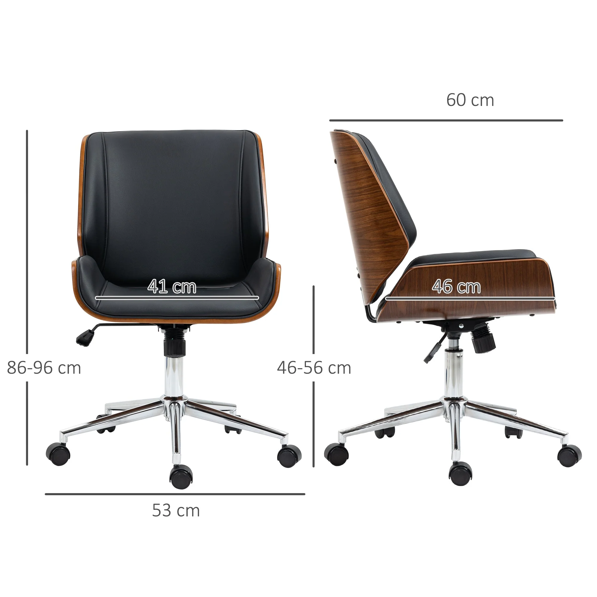 Vinsetto Office Chair, Height-Adjustable Swivel Tilt, Black - Image 3