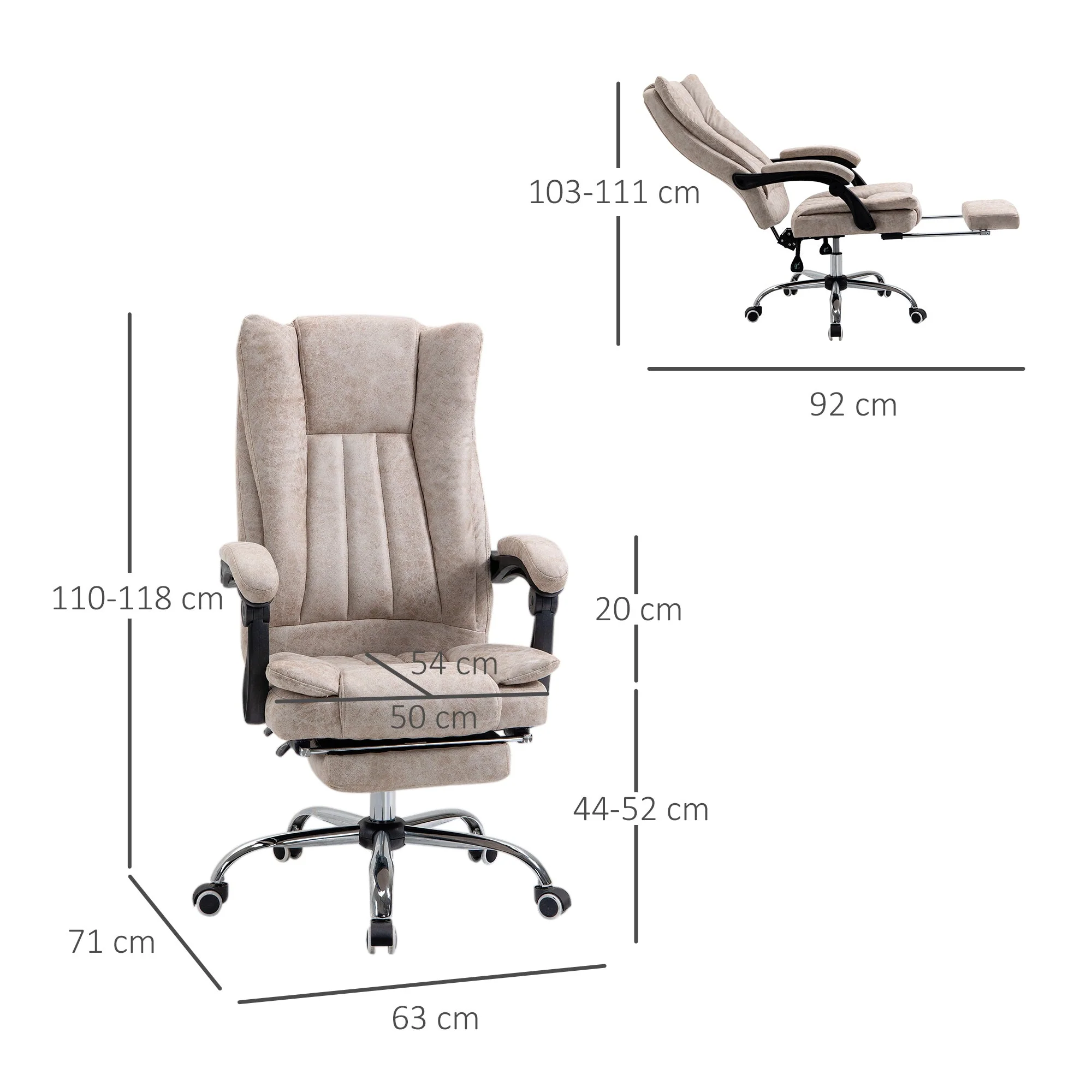 Vinsetto Office Chair Swivel Reclining Footrest Height Adjustable Microfiber - Image 3