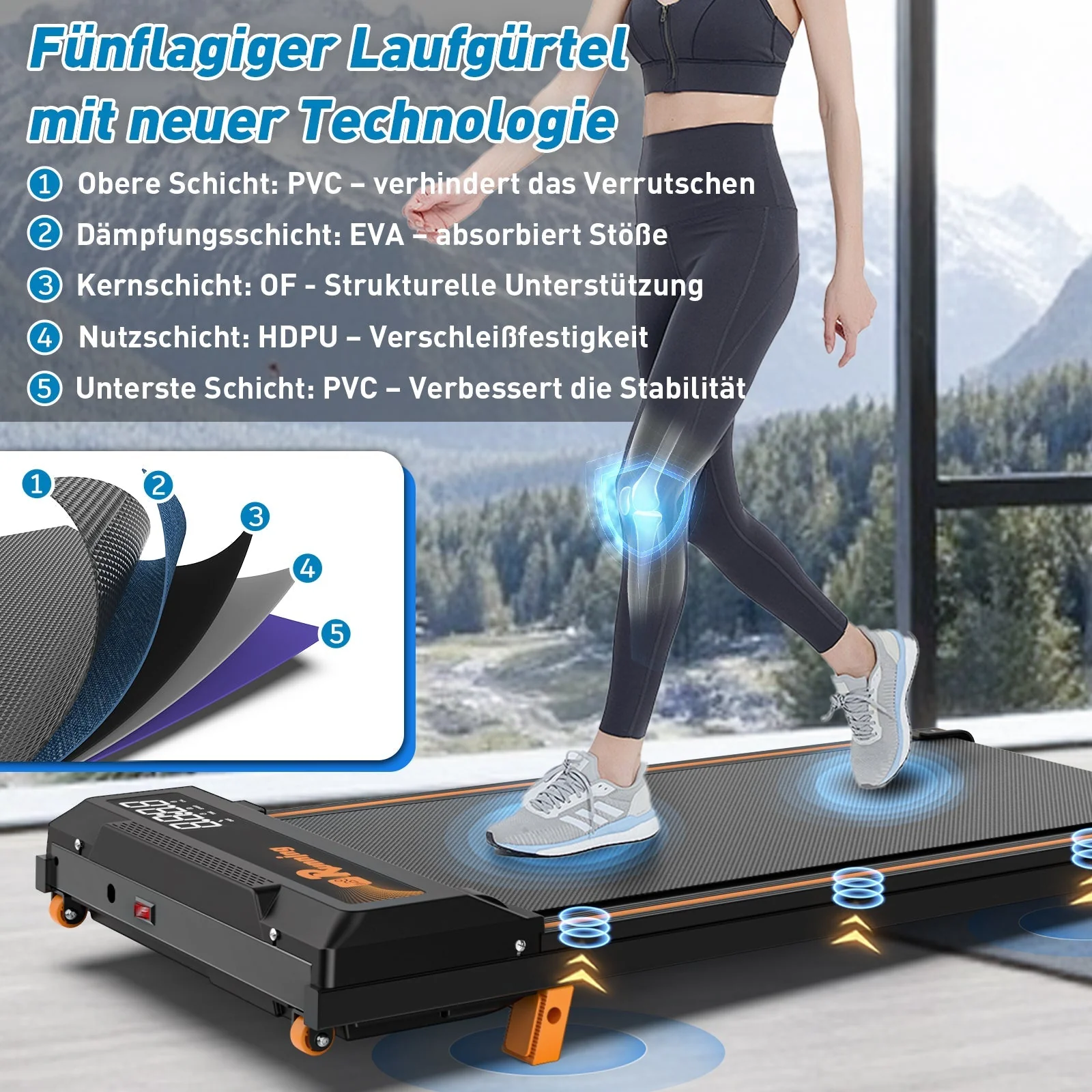 Walking Pad Treadmill - Under Desk Portable Quiet LED Display Remote Control - Image 3