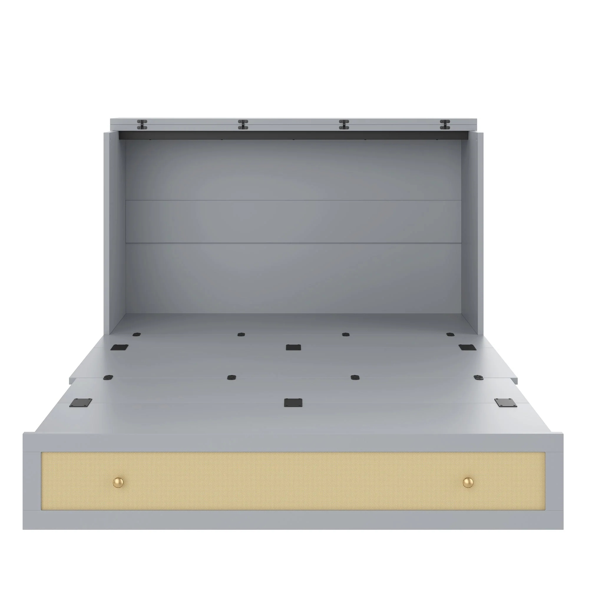 Wall Bed 140x200cm Mobile Convertible Storage Drawers Shelf USB/Power Outlet - Grey - Image 10