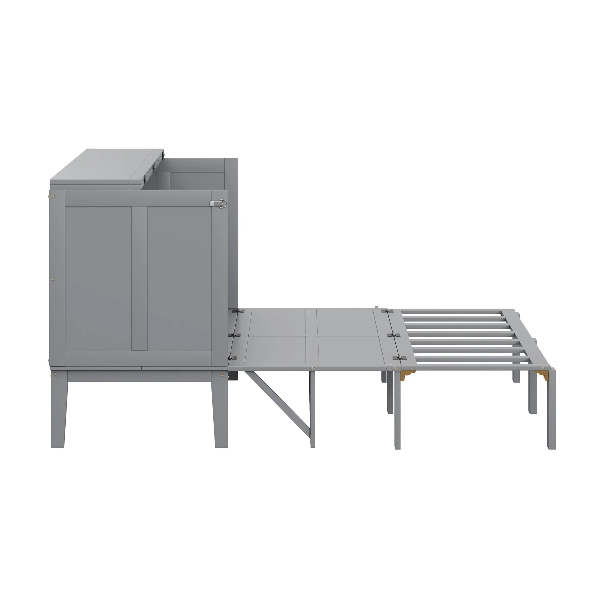 Wall Bed, 140x200cm with Slatted Frame, Grey - Image 6
