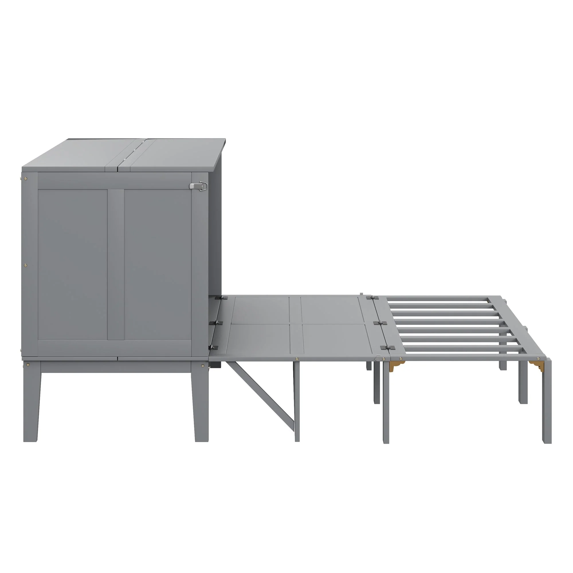 Wall Bed, 140x200cm with Slatted Frame, Grey - Image 9