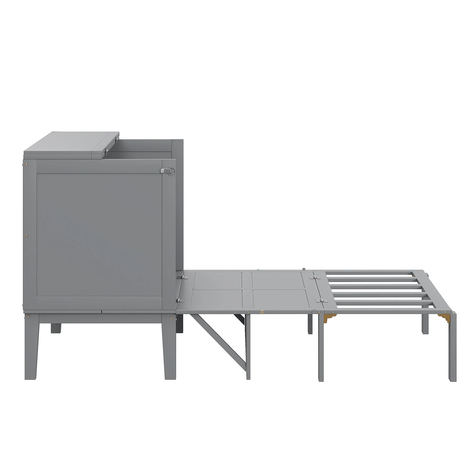 Wall Bed, 90x200 cm, Slatted Frame, Grey - Image 6