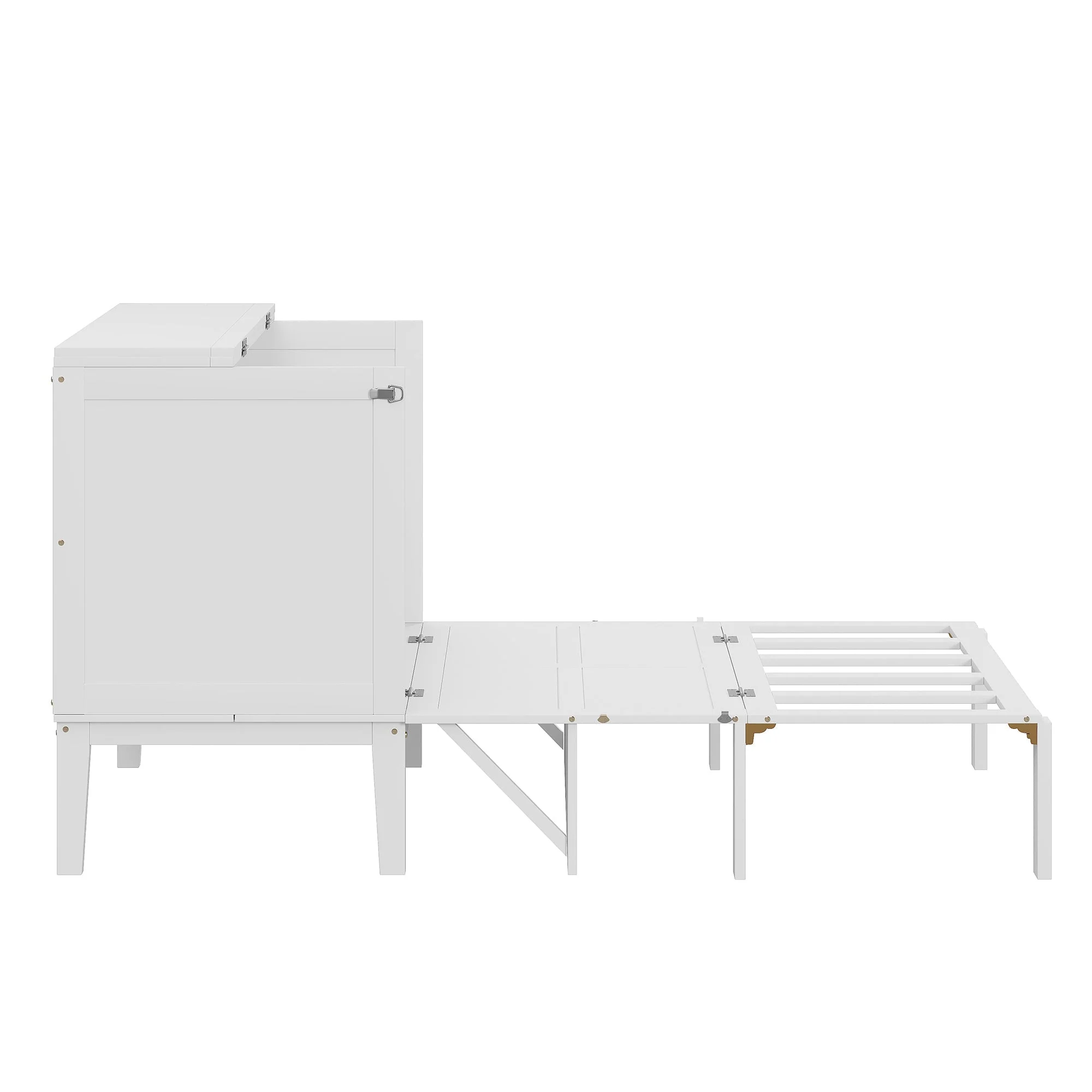 Wall Bed, 90x200 cm, Slatted Frame, Youth, White - Image 7