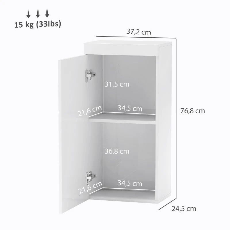 Wall Cabinet, Bathroom Kitchen Medicine, 2 Levels, Wall-Mounted, White - Image 4