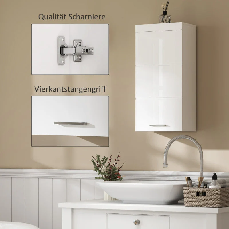 Wall Cabinet, Bathroom Kitchen Medicine, 2 Levels, Wall-Mounted, White - Image 5