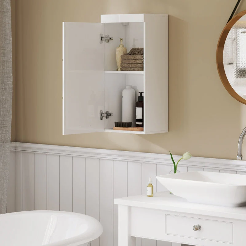 Wall Cabinet, Bathroom Kitchen Medicine, 2 Levels, Wall-Mounted, White - Image 8