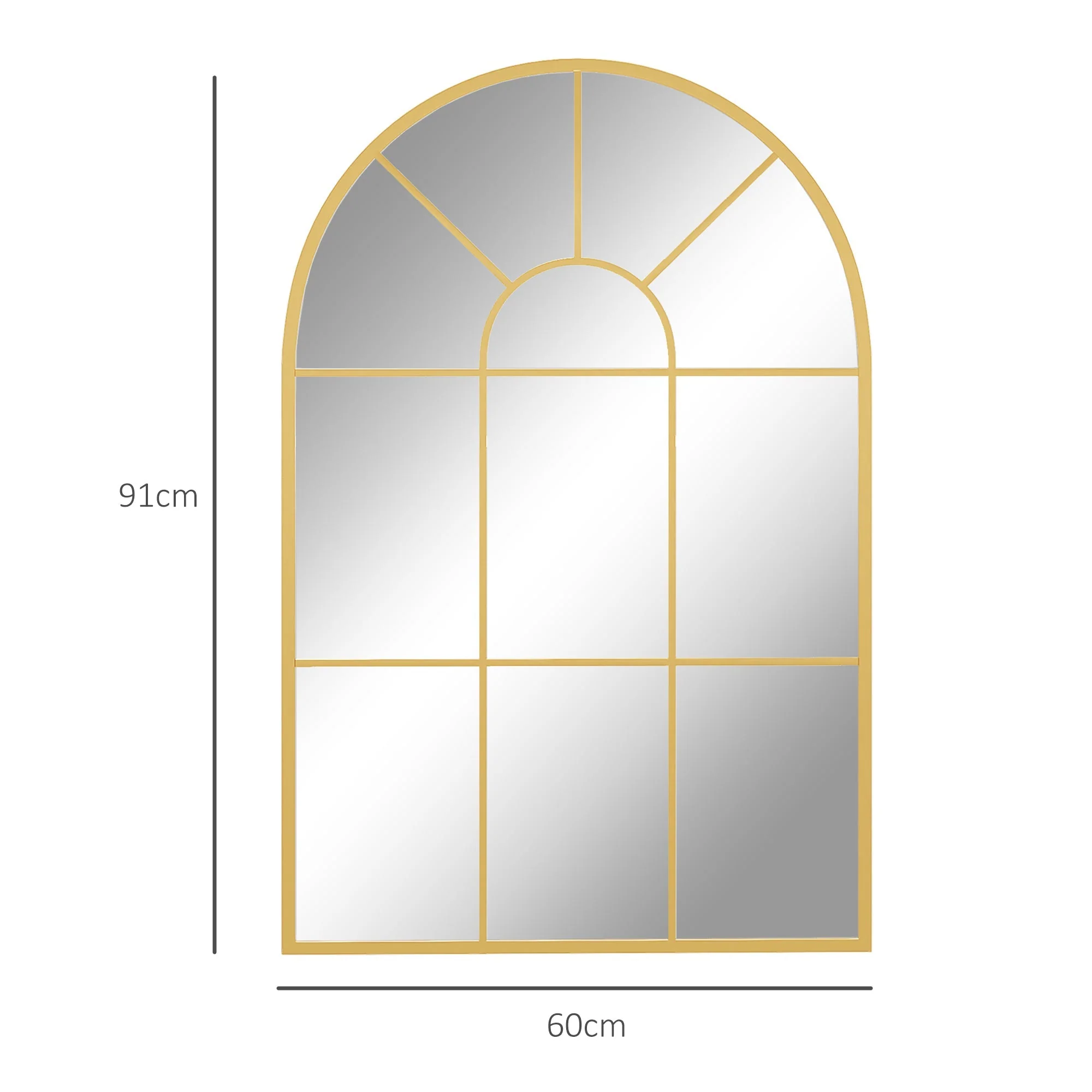 Wall Mirror, Window Mirror, Decorative Hanging, Gold Metal - Image 3