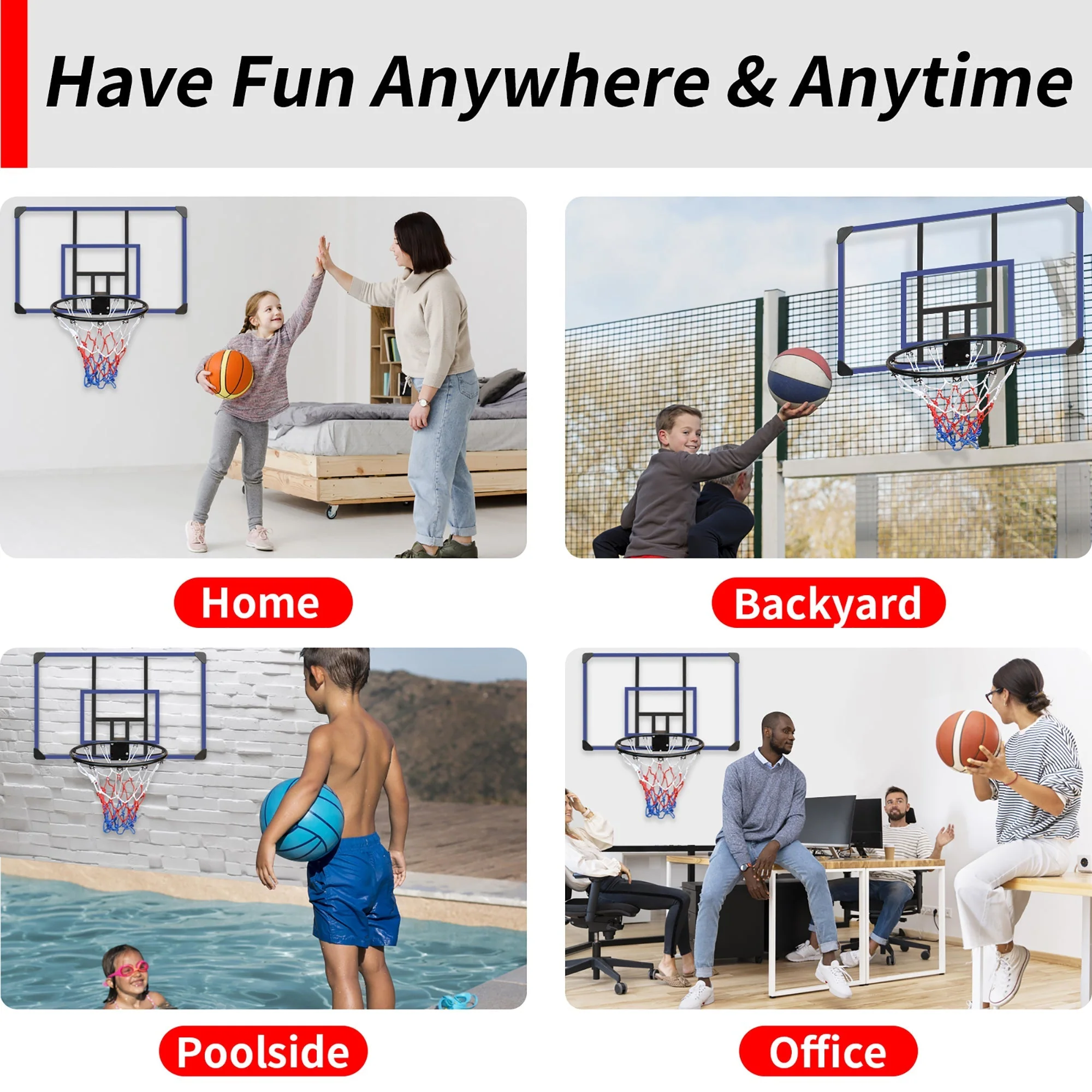 Wall Mounted Basketball Hoop, Adjustable Height Shatterproof Heavy-Duty Steel - Image 7