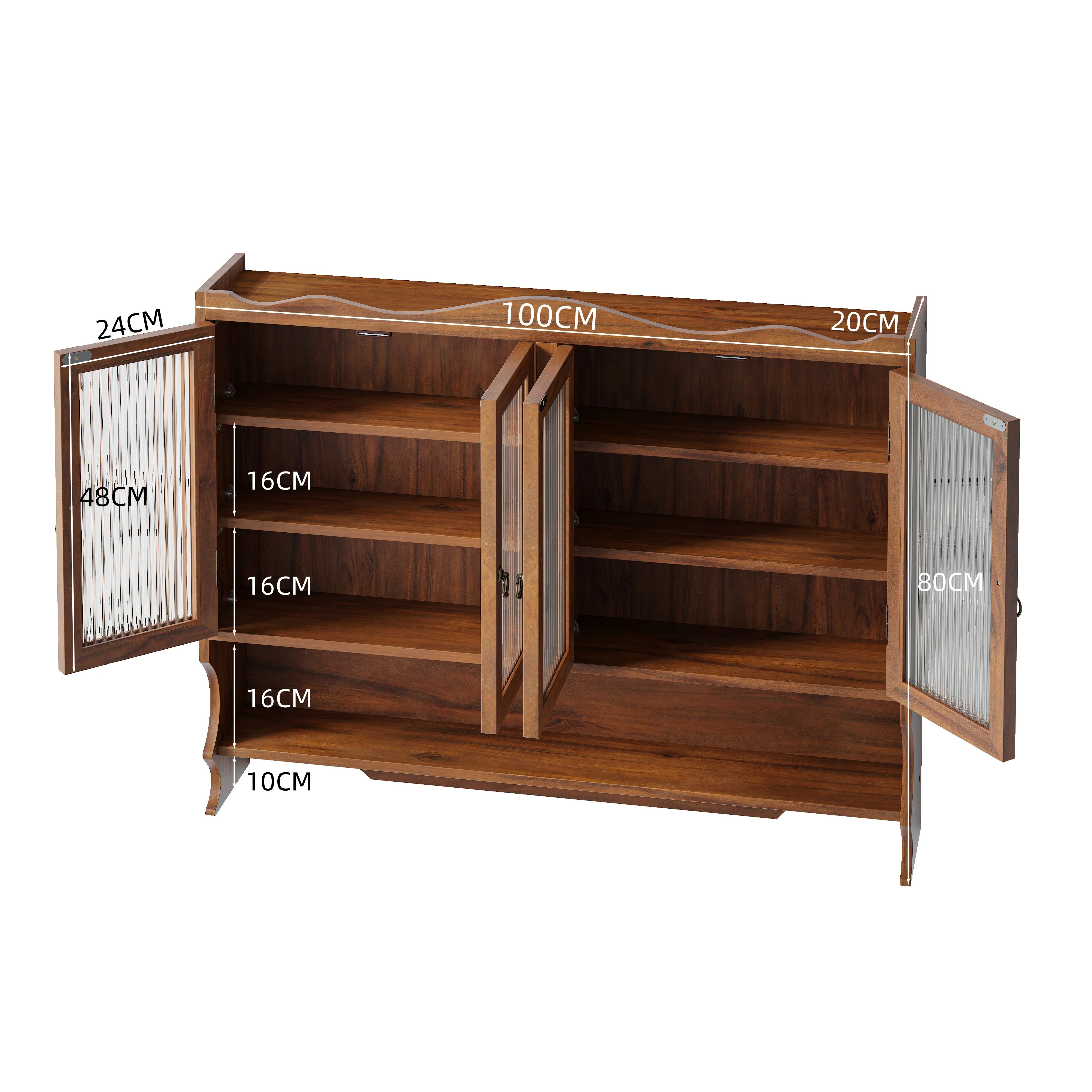 Wall-Mounted Cabinet 100CM Retro 4 Door Storage/Hook Rack Brown - Image 4
