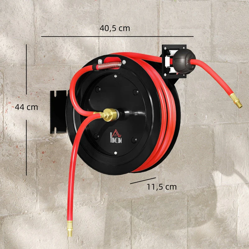 Wall-mounted Hose Reel Automatic Retraction 15+1m Hose 20 Bar - Metal - Image 3