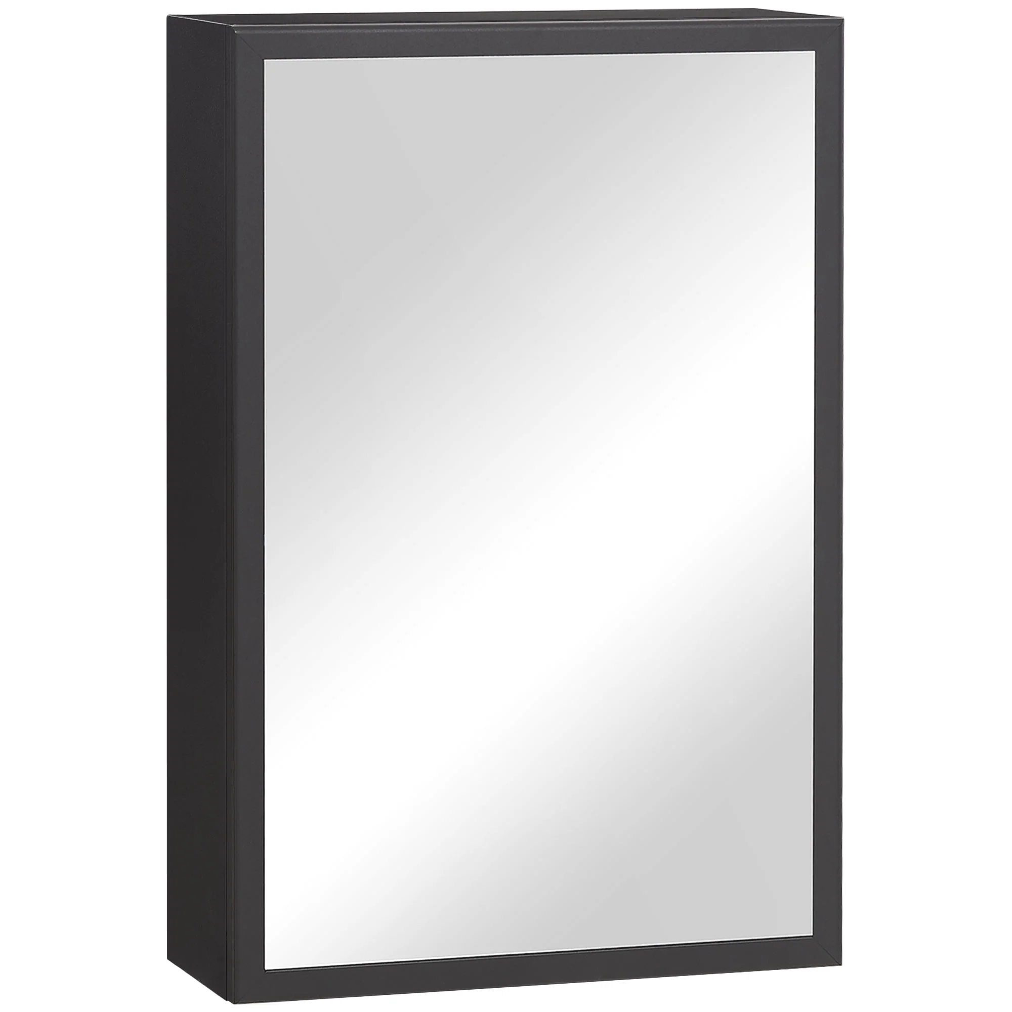 Wall-Mounted Mirror Cabinet, 3 Shelves 40x15x60 cm, Black - Image 2