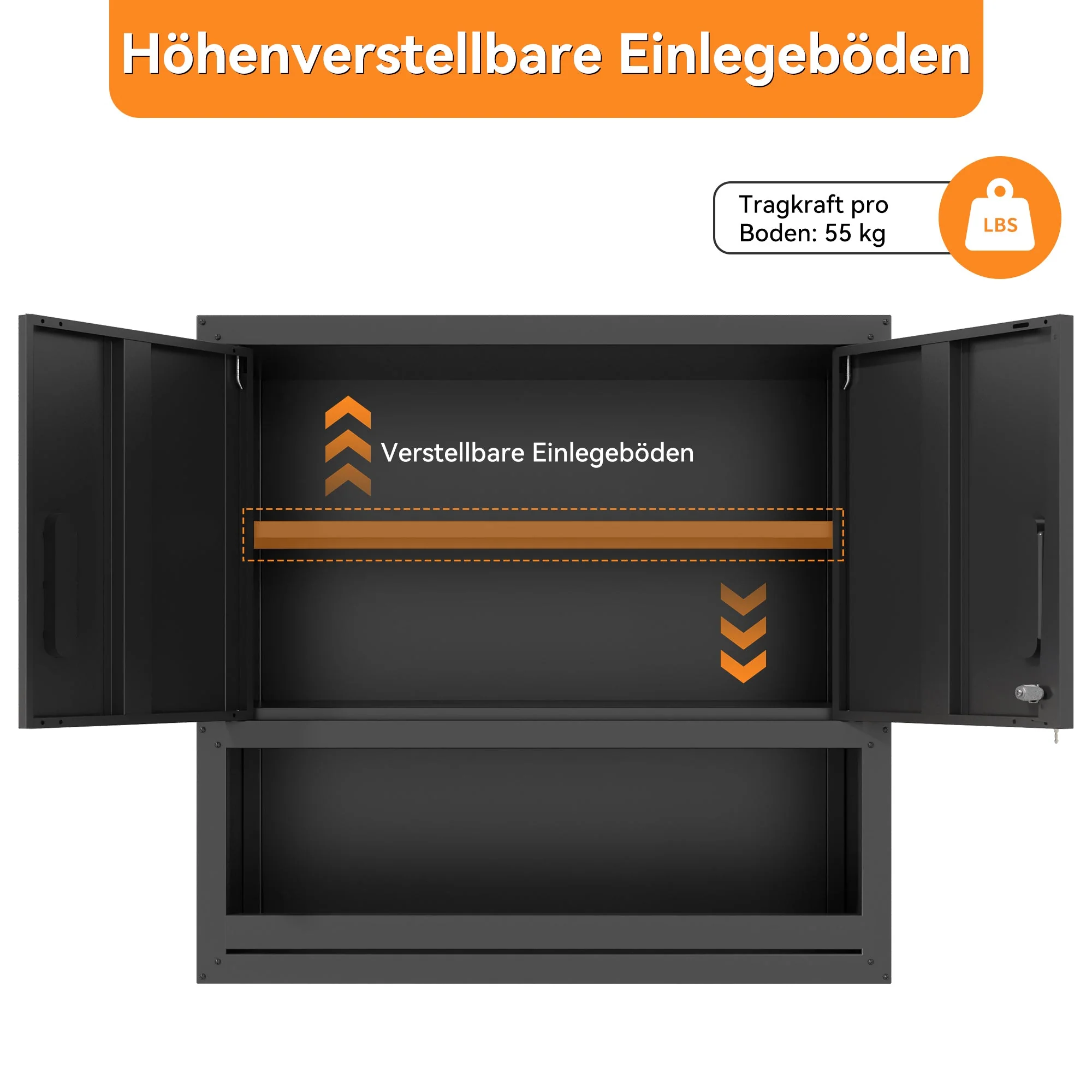 Wall-Mounted Tool Cabinet 77cm High, Locking Door, Adjustable Shelf, Metal - Image 6