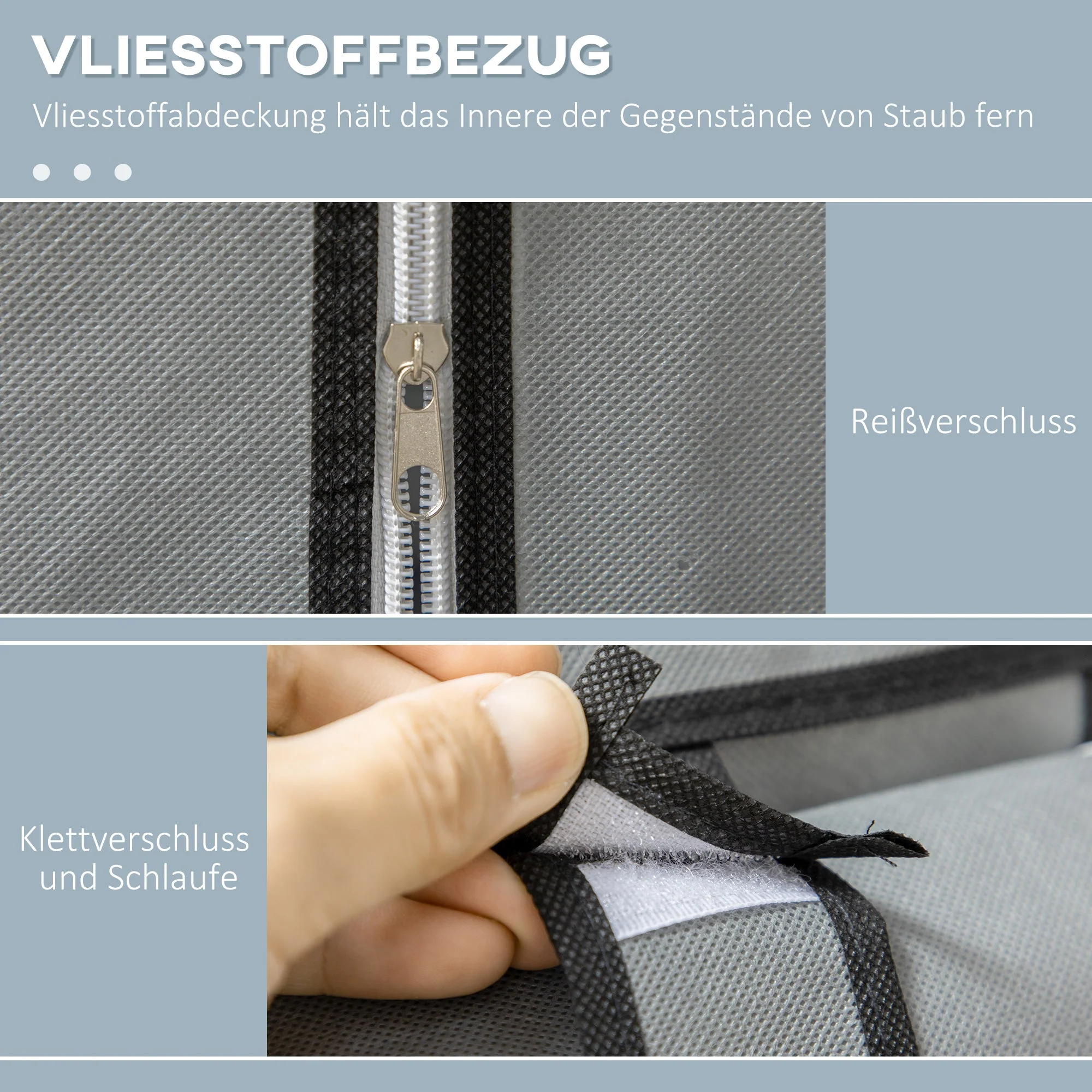 Wardrobe Fabric, 6 Compartments, Foldable, Grey - Image 5