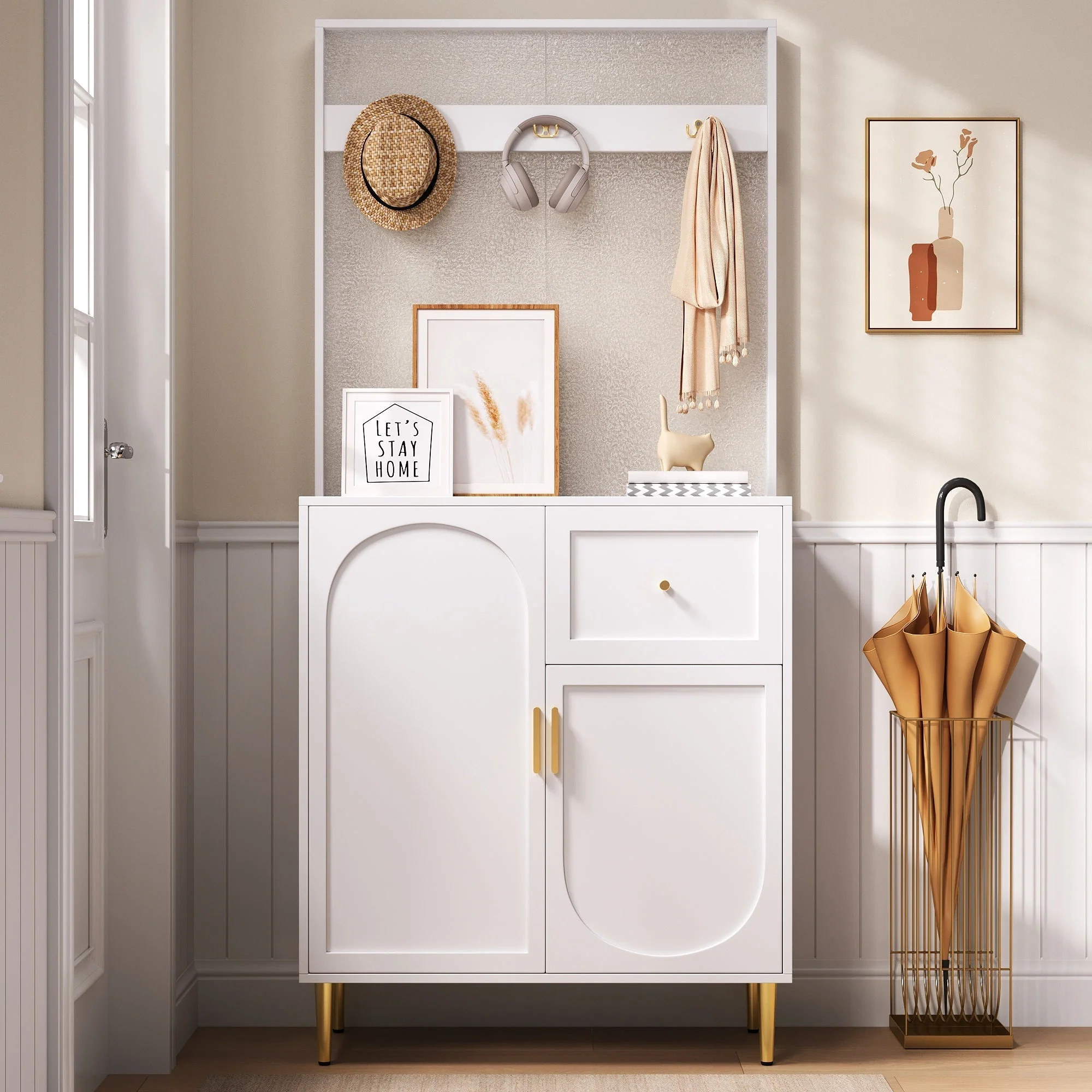 Wardrobe Set, Compact Hallway Cupboard with Shelf & Shoe Storage, 80x175.5x35 cm - Image 4