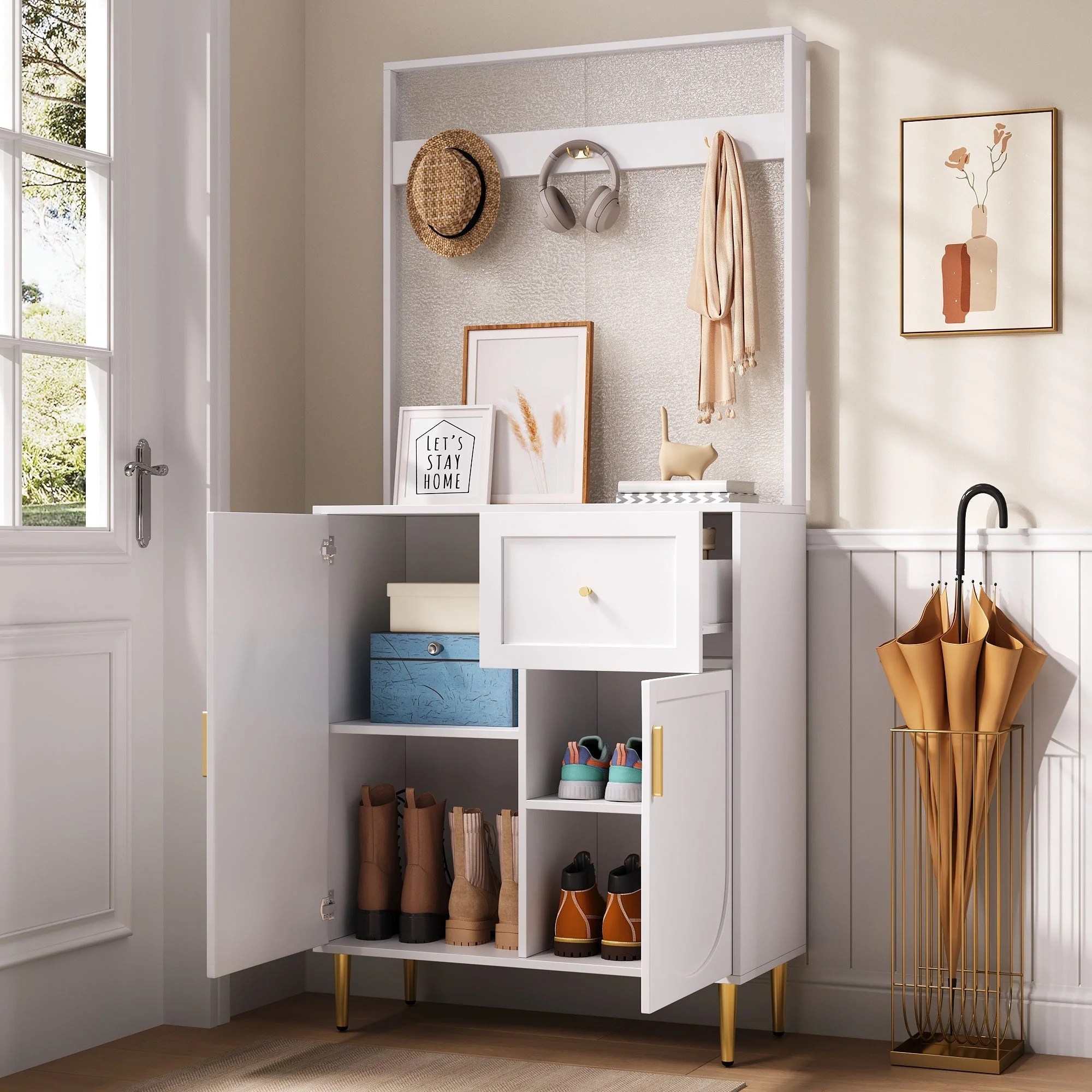 Wardrobe Set, Compact Hallway Cupboard with Shelf & Shoe Storage, 80x175.5x35 cm - Image 5