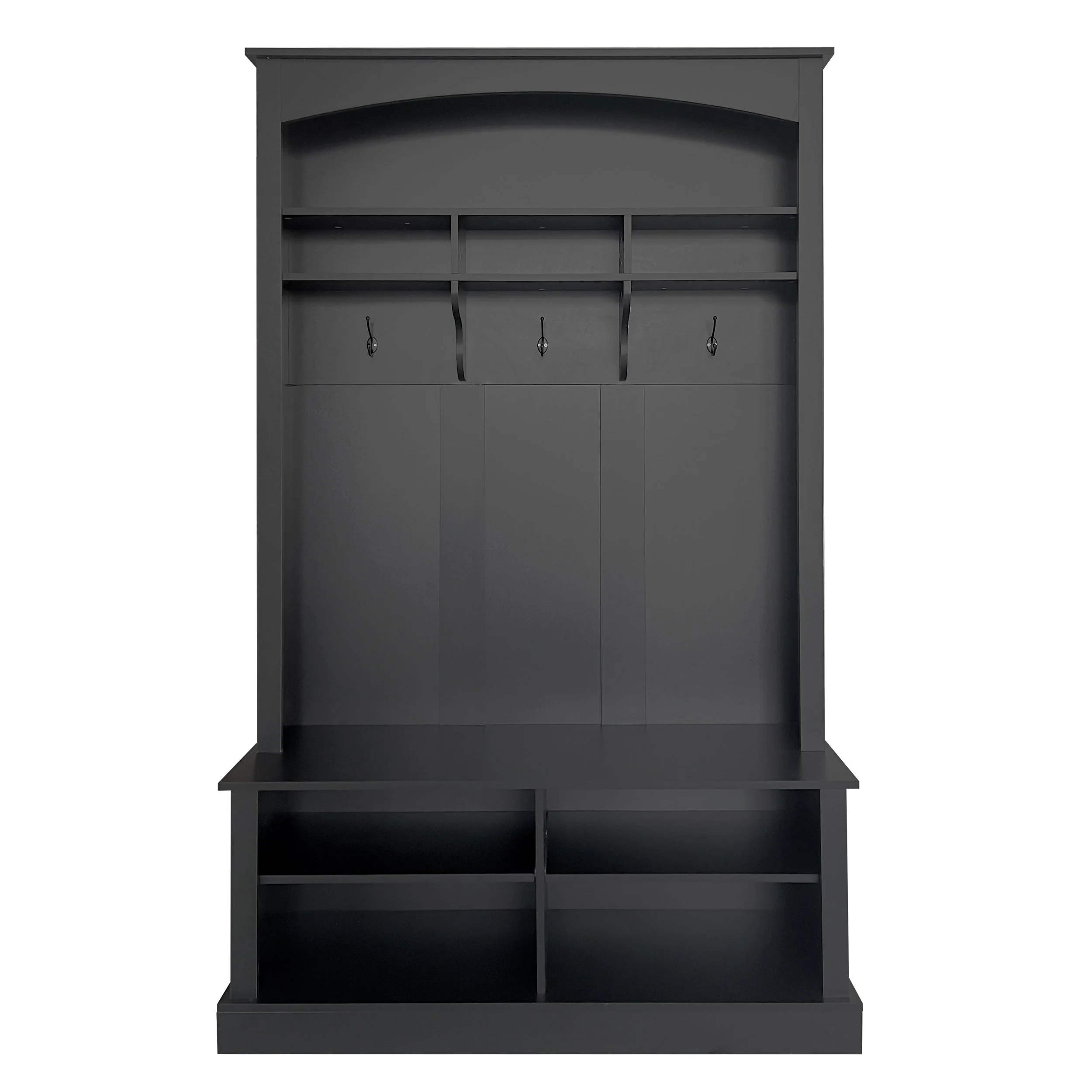 Wardrobe set with bench and shoe rack, multifunctional storage, black - Image 3