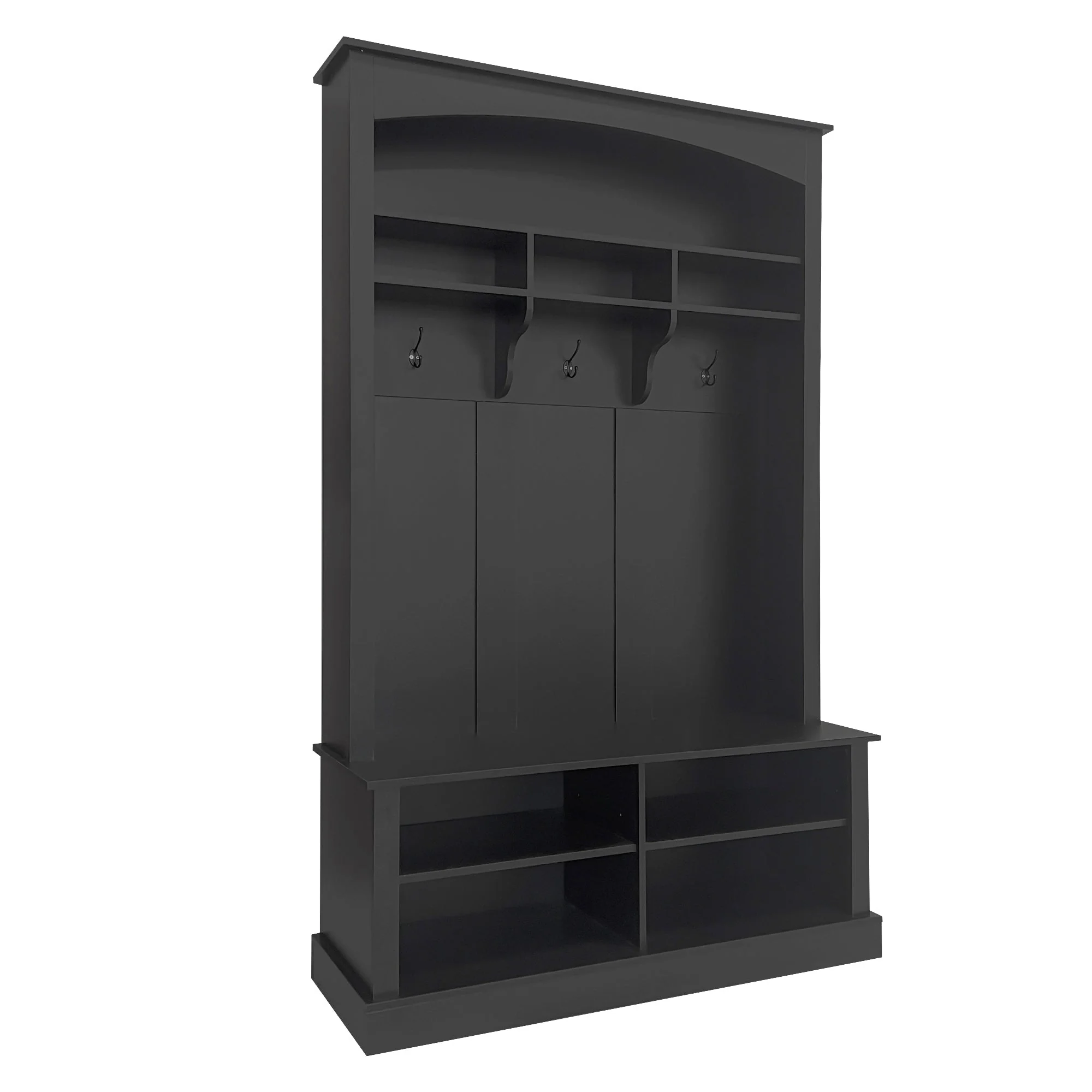 Wardrobe set with bench and shoe rack, multifunctional storage, black - Image 4