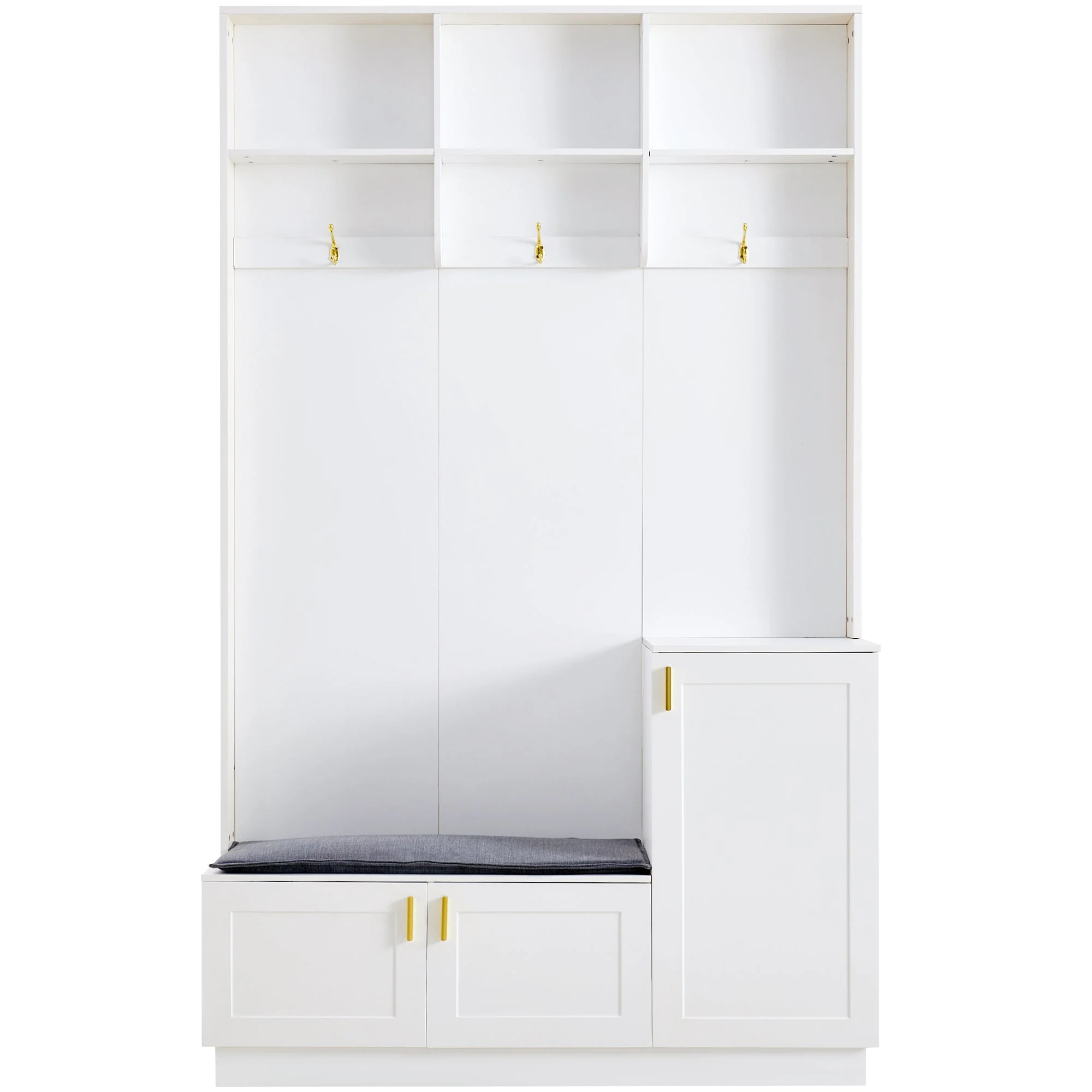 Wardrobe Set with Bench & Shoe Rack, Multifunctional Storage, White - Image 7