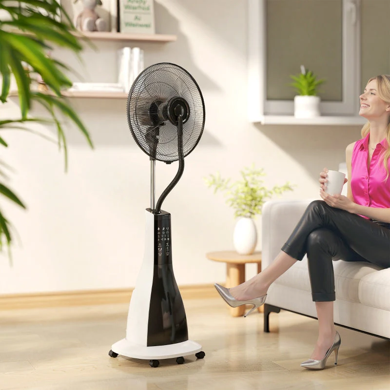 Water-Cooled Pedestal Fan, Misting, Remote, 3 Speed, 3L Tank, 90W, 125cm with Wheels - Image 2
