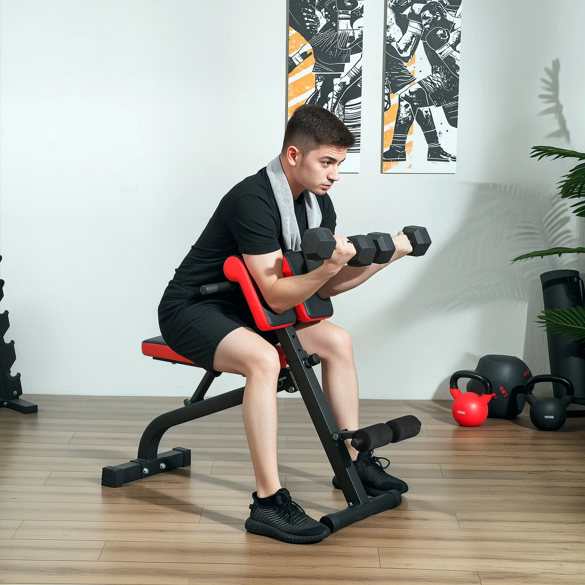 Weight Bench, Adjustable Folding Fitness, Steel Black